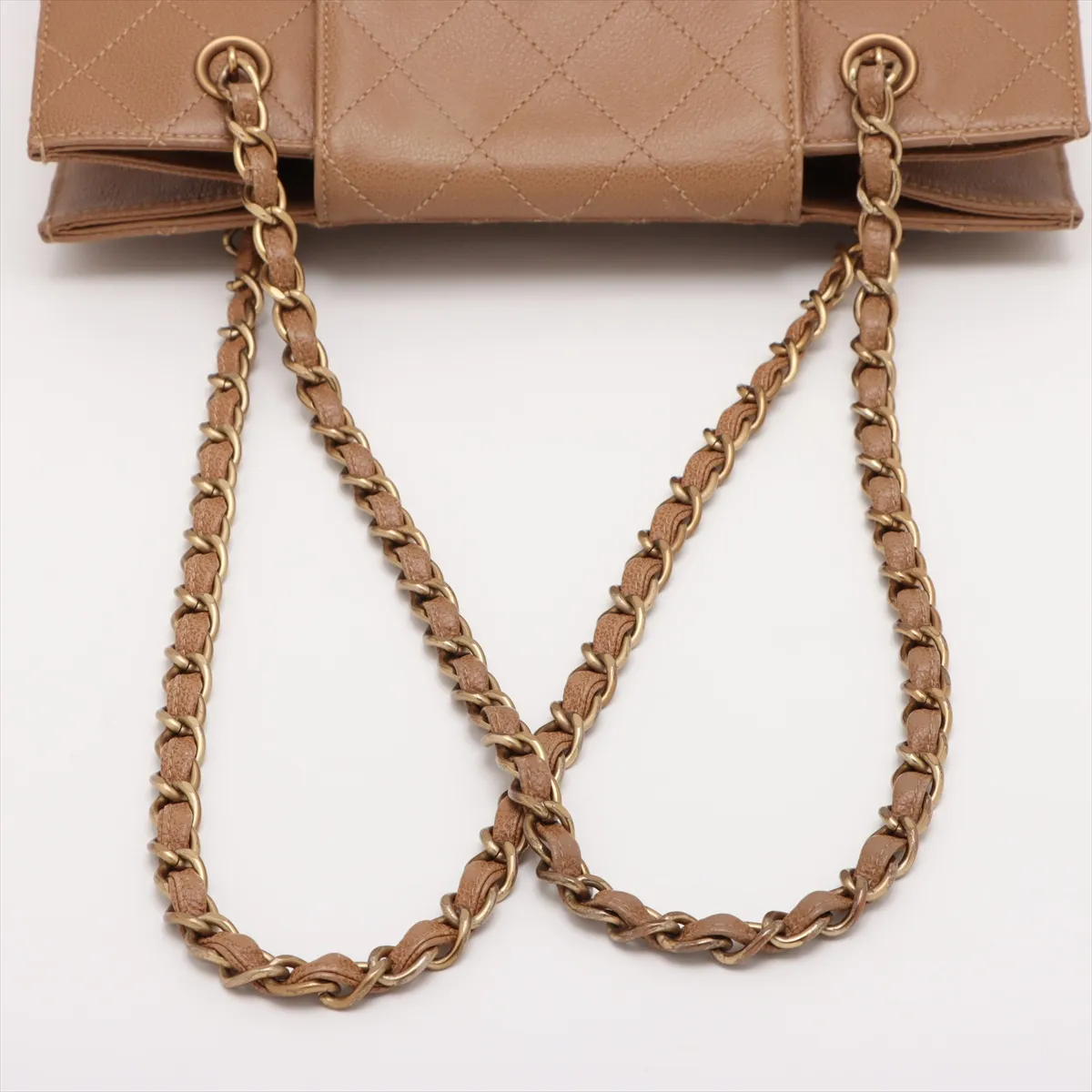 Matelasse leather chain tote bag brown gold hardware 5456656 5th series — view 5