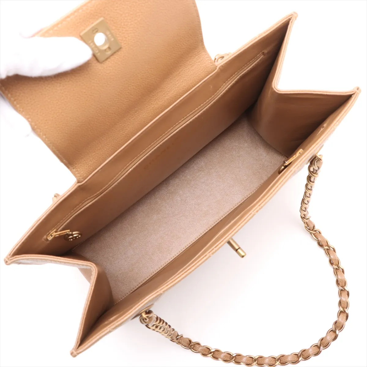Matelasse leather chain tote bag brown gold hardware 5456656 5th series — view 7