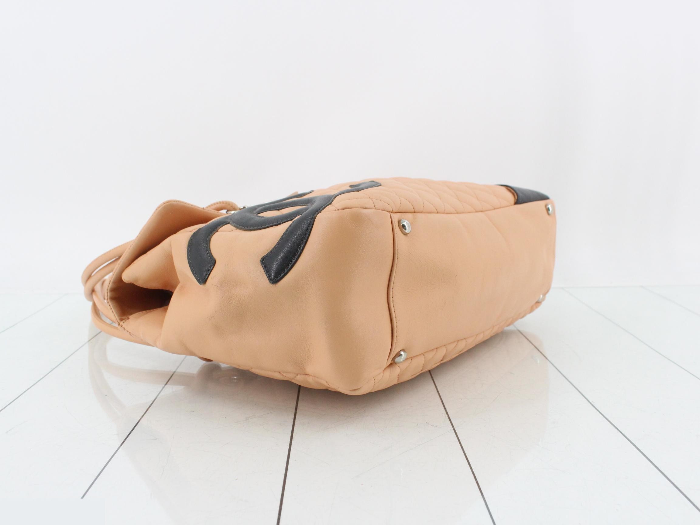 Matelassé Cambon Line Lambskin Tote Bag, Beige — view 5