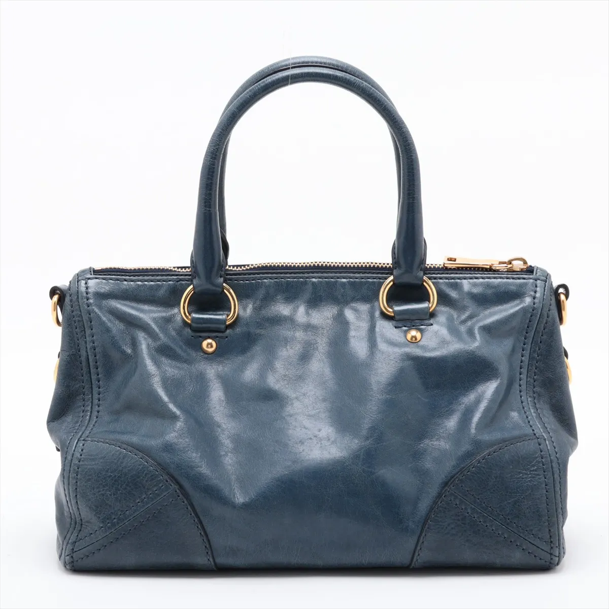 Vitello Shine BL0728 Leather 2-Way Handbag, Blue, Unsigned Guarantee Card — view 2