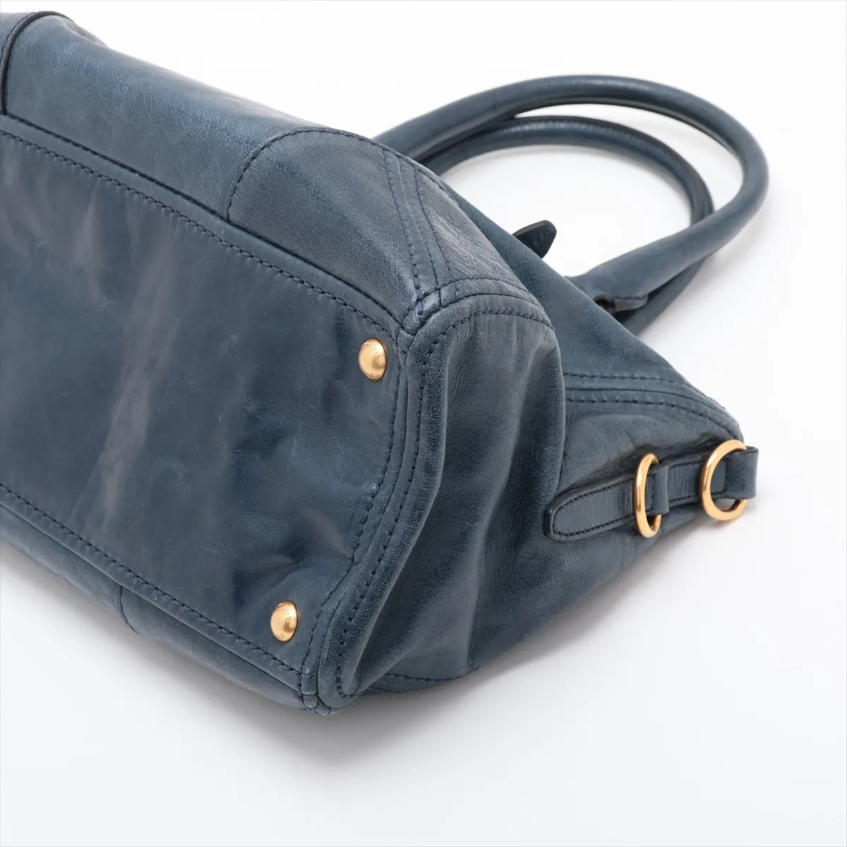 Vitello Shine BL0728 Leather 2-Way Handbag, Blue, Unsigned Guarantee Card — view 3