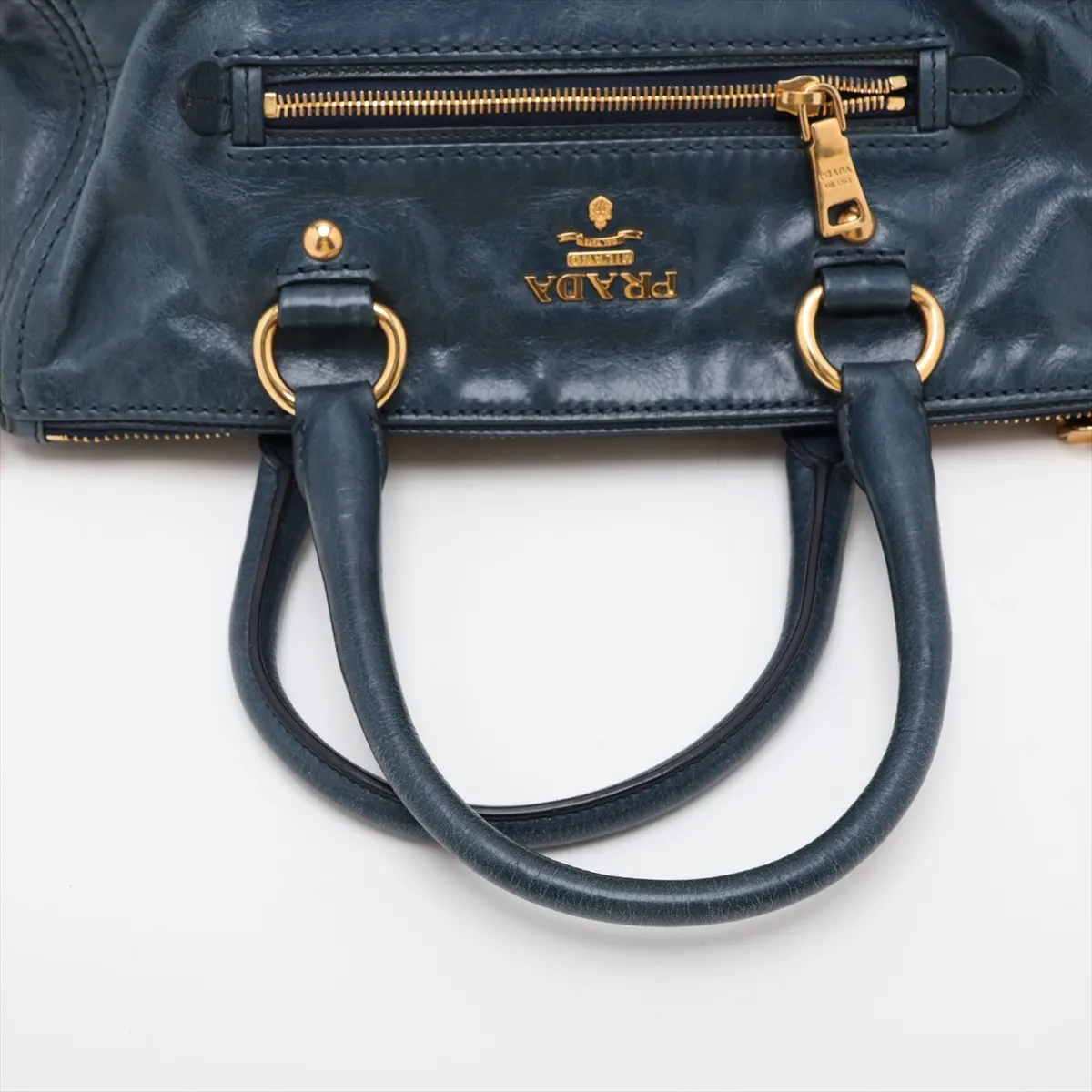Vitello Shine BL0728 Leather 2-Way Handbag, Blue, Unsigned Guarantee Card — view 5