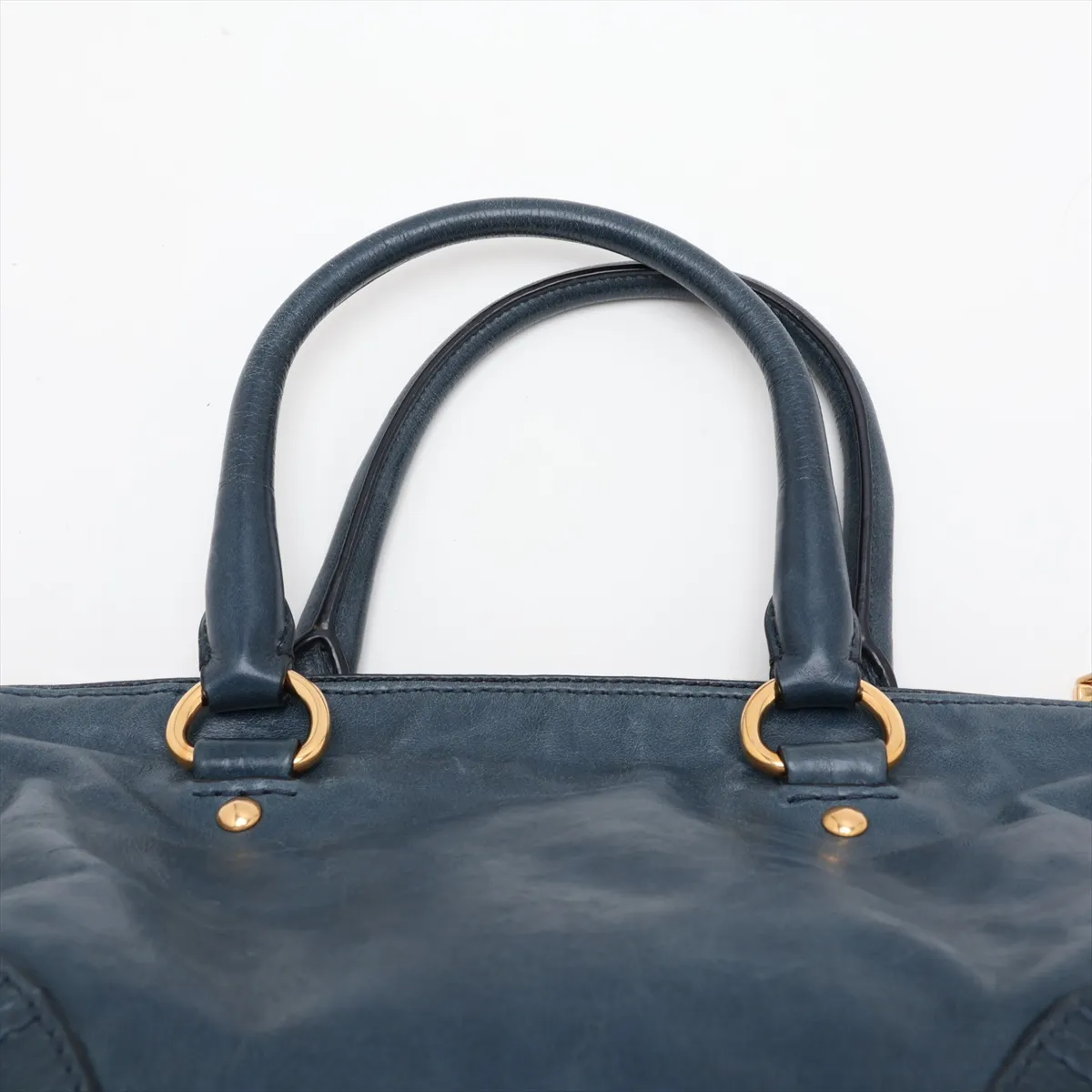 Vitello Shine BL0728 Leather 2-Way Handbag, Blue, Unsigned Guarantee Card — view 6