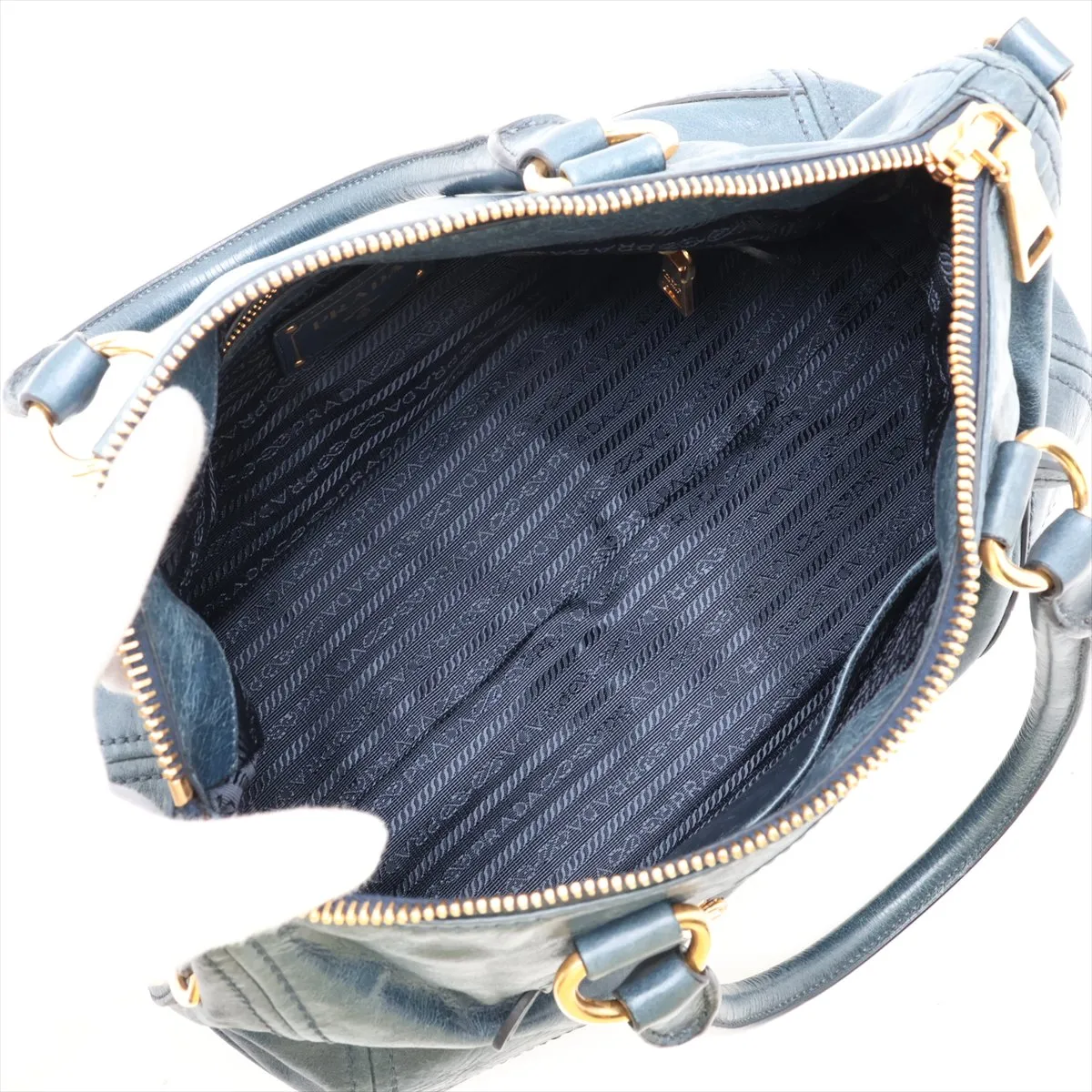 Vitello Shine BL0728 Leather 2-Way Handbag, Blue, Unsigned Guarantee Card — view 8