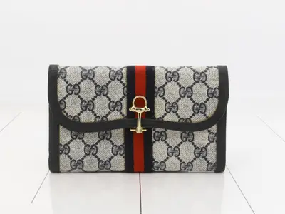 GG Supreme Sherry Line Tri-fold Long Wallet