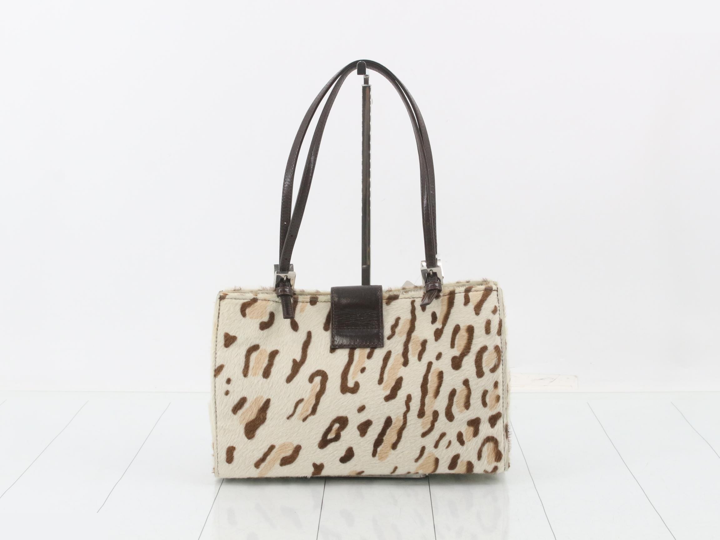Baguette Shoulder Bag, Calf Hair, Leopard Print, White — view 2