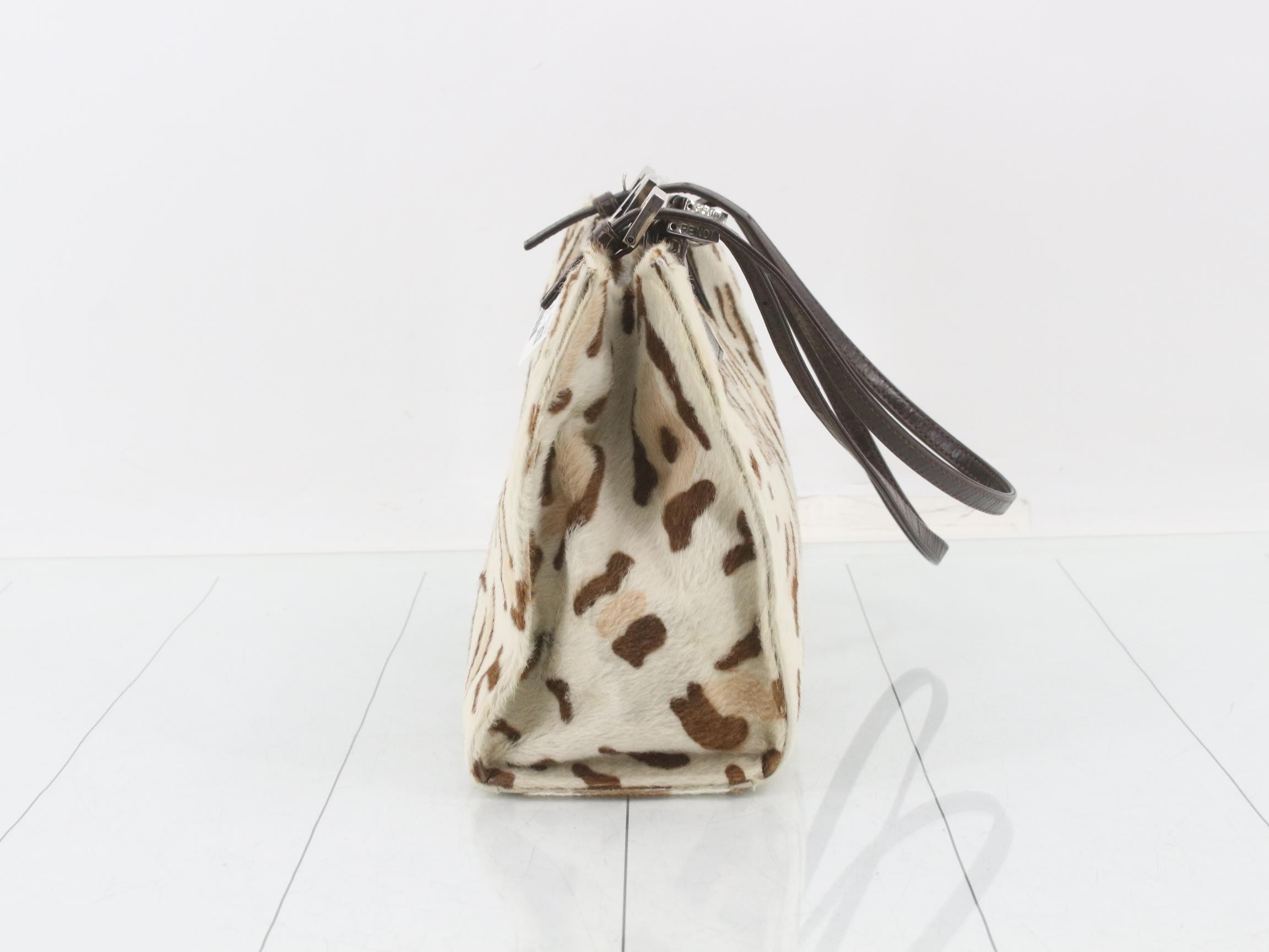 Baguette Shoulder Bag, Calf Hair, Leopard Print, White — view 3