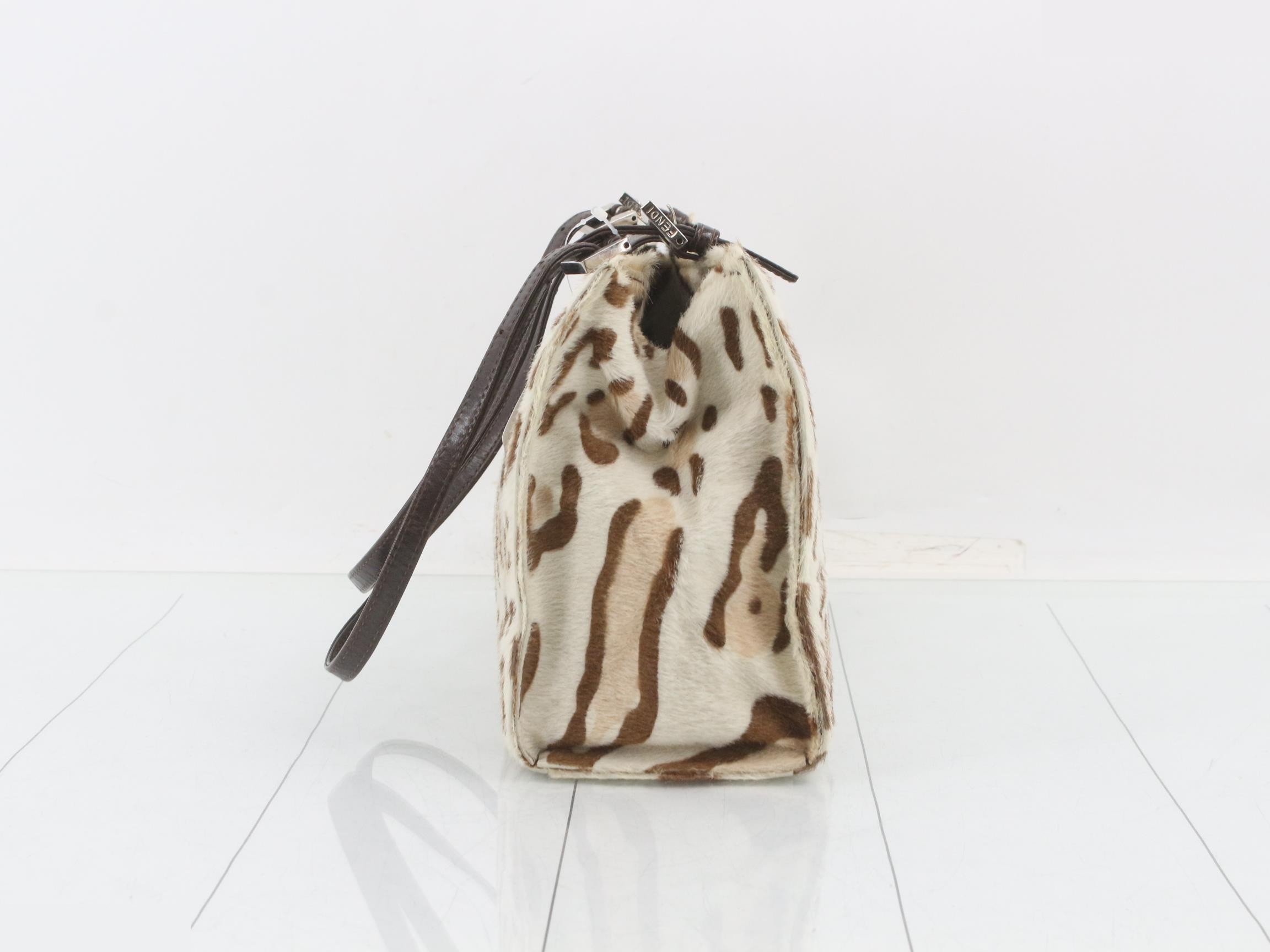Baguette Shoulder Bag, Calf Hair, Leopard Print, White — view 4
