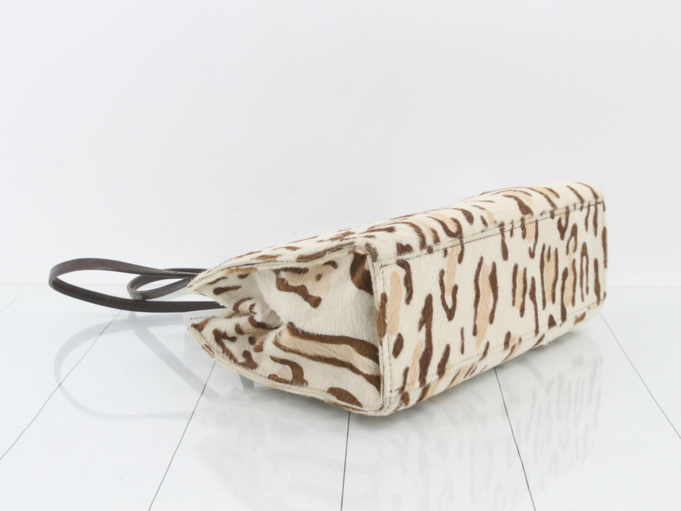 Baguette Shoulder Bag, Calf Hair, Leopard Print, White — view 5