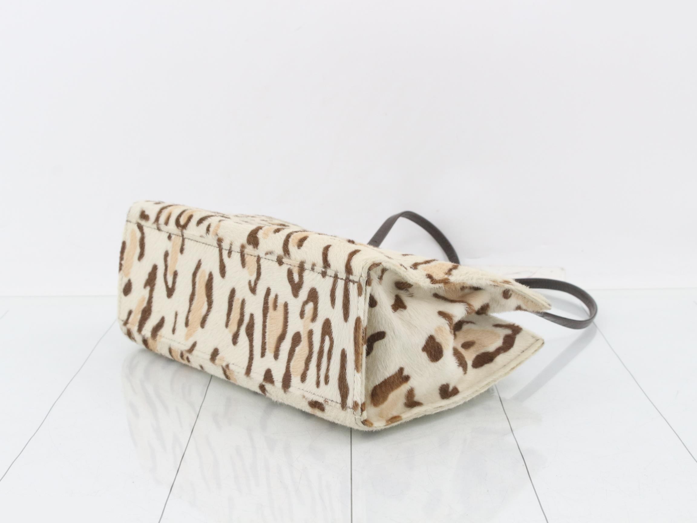 Baguette Shoulder Bag, Calf Hair, Leopard Print, White — view 6