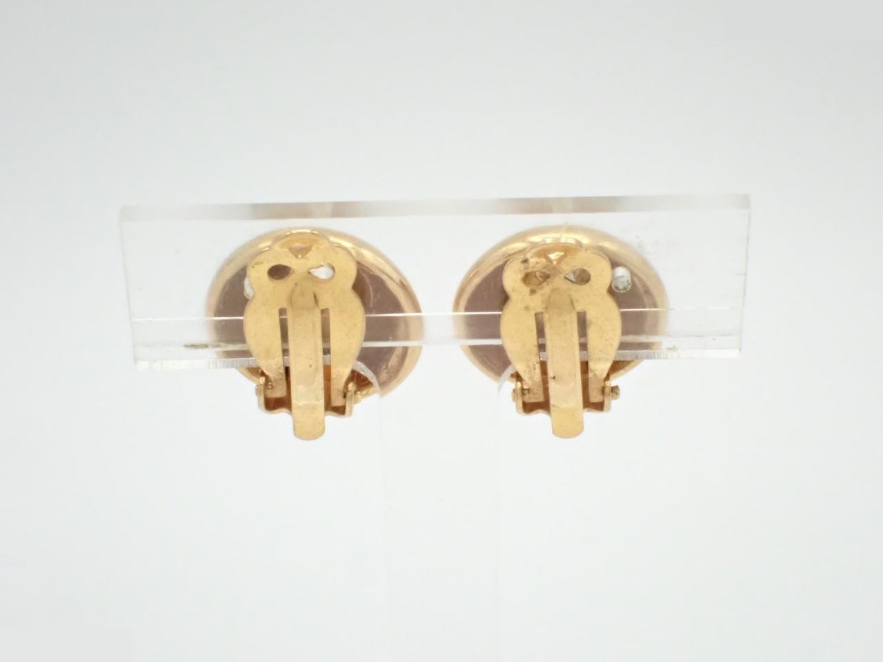 Coco Mark Round Stone Gold Earrings — view 2