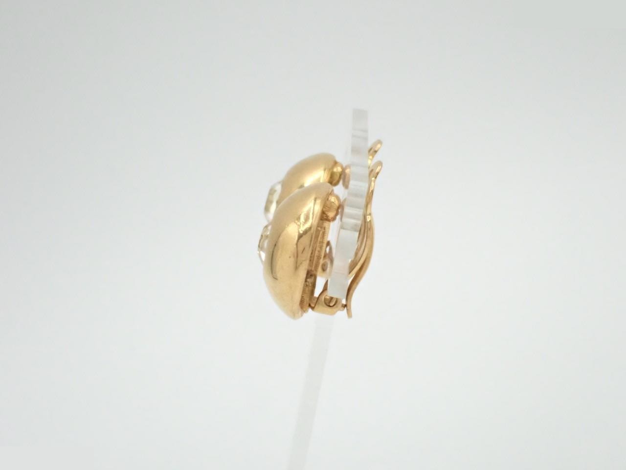 Coco Mark Round Stone Gold Earrings — view 3