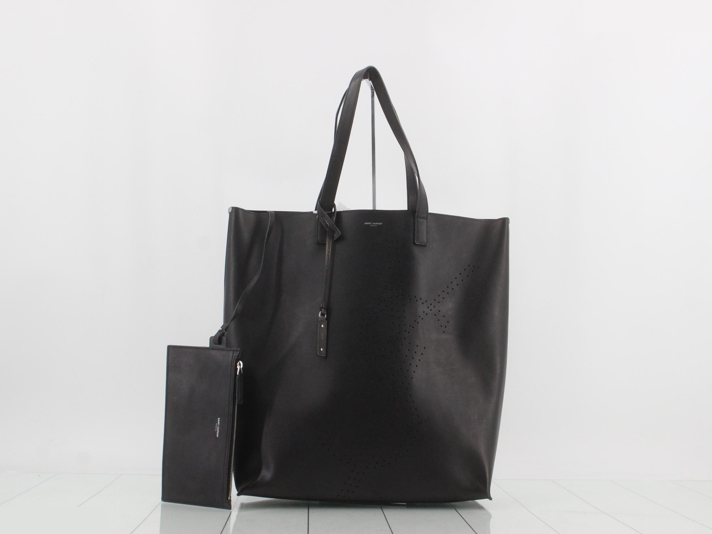 Shopping tote bag, calfskin, black — view 2