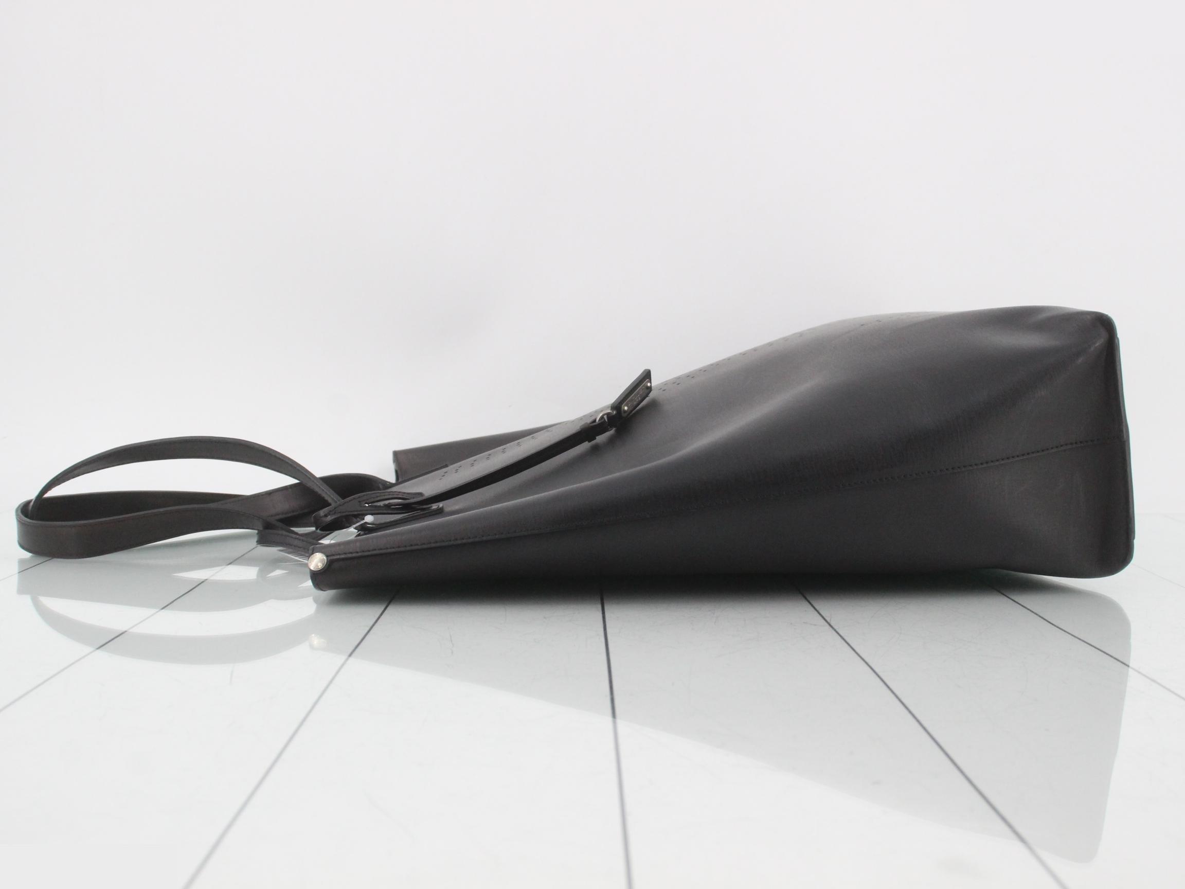 Shopping tote bag, calfskin, black — view 5