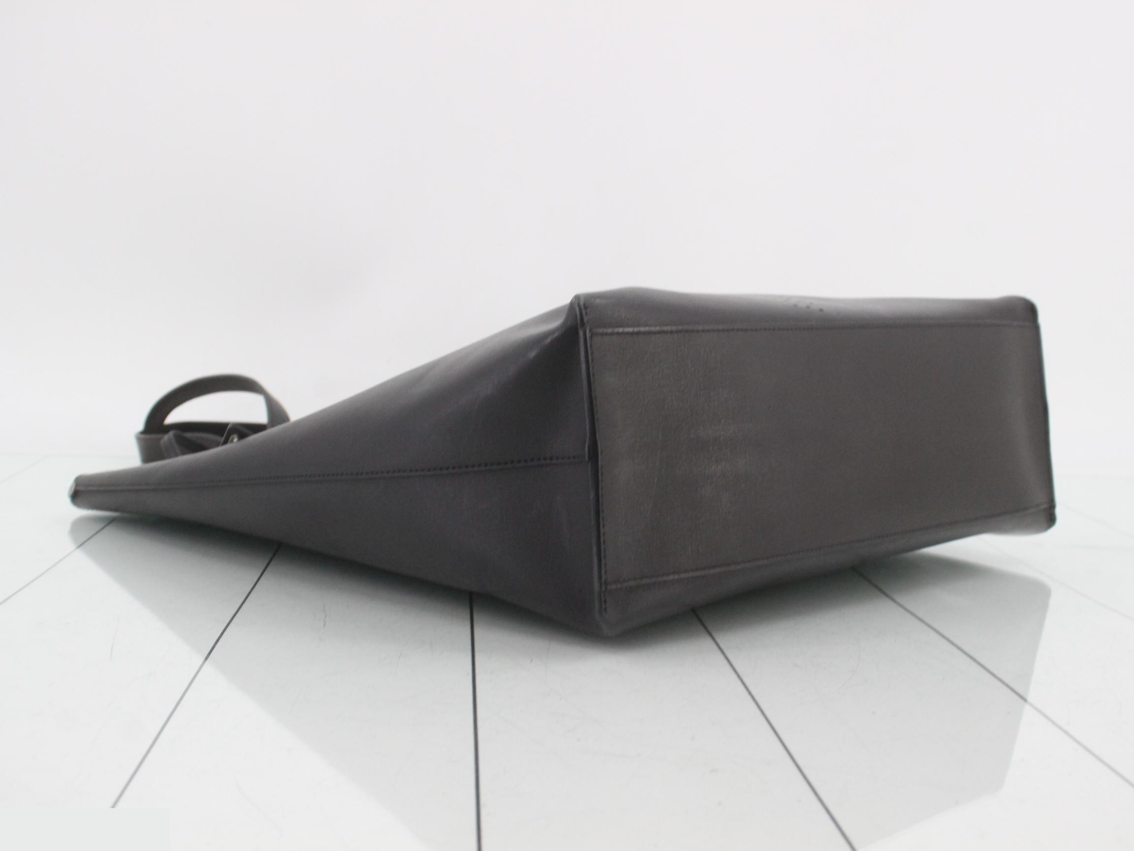Shopping tote bag, calfskin, black — view 6