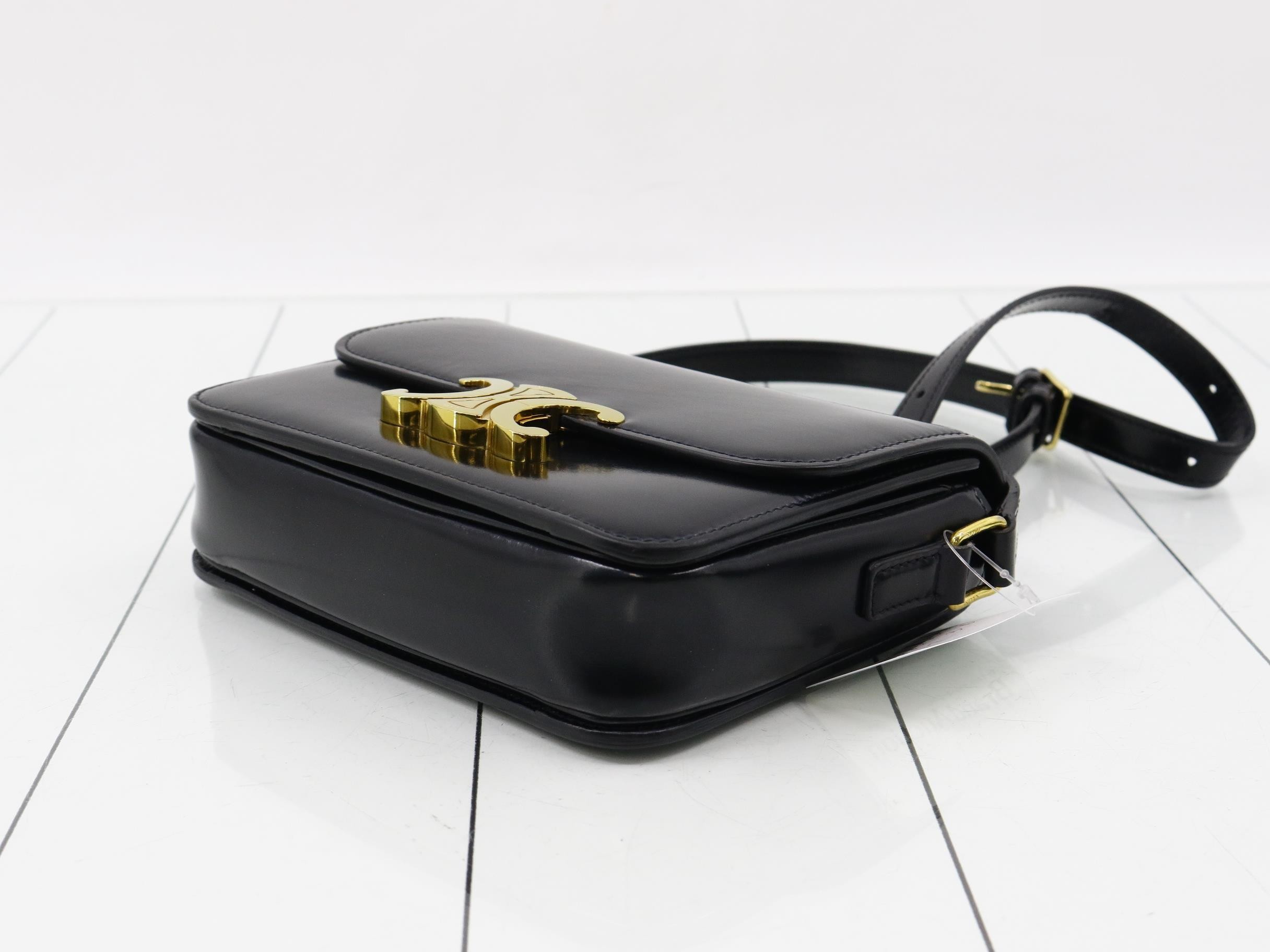 Teen Triomphe Leather Shoulder Bag, Black — view 6