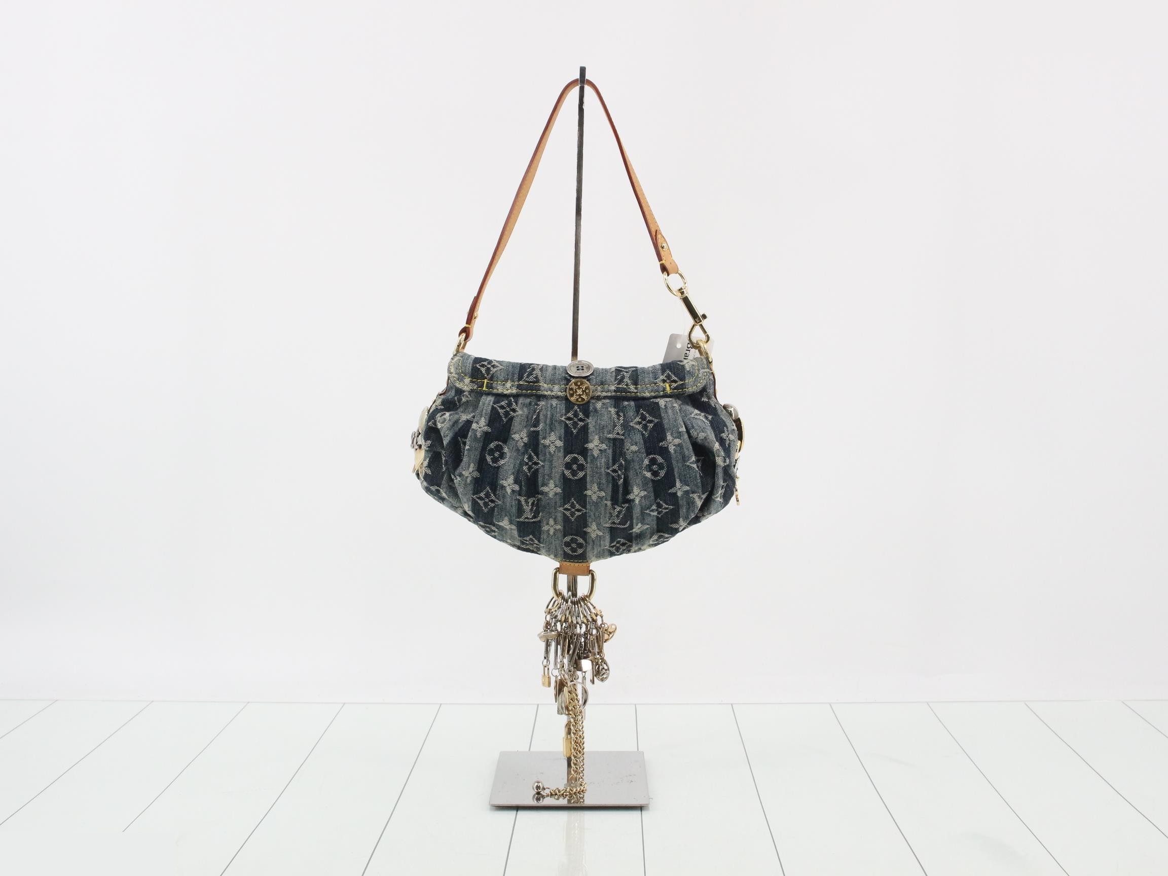 Monogram Denim Mini Pleated Raye Handbag — view 2