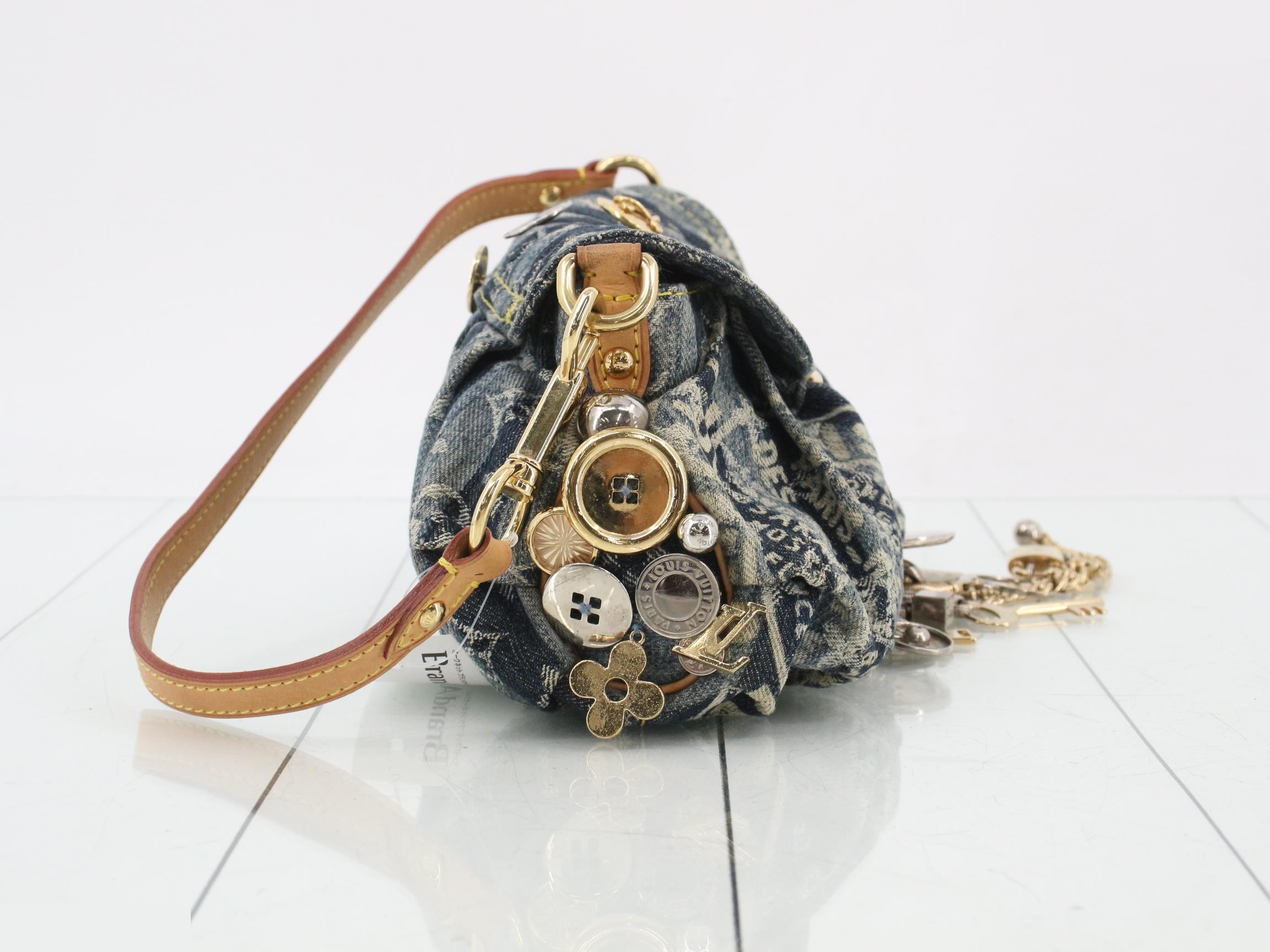 Monogram Denim Mini Pleated Raye Handbag — view 4
