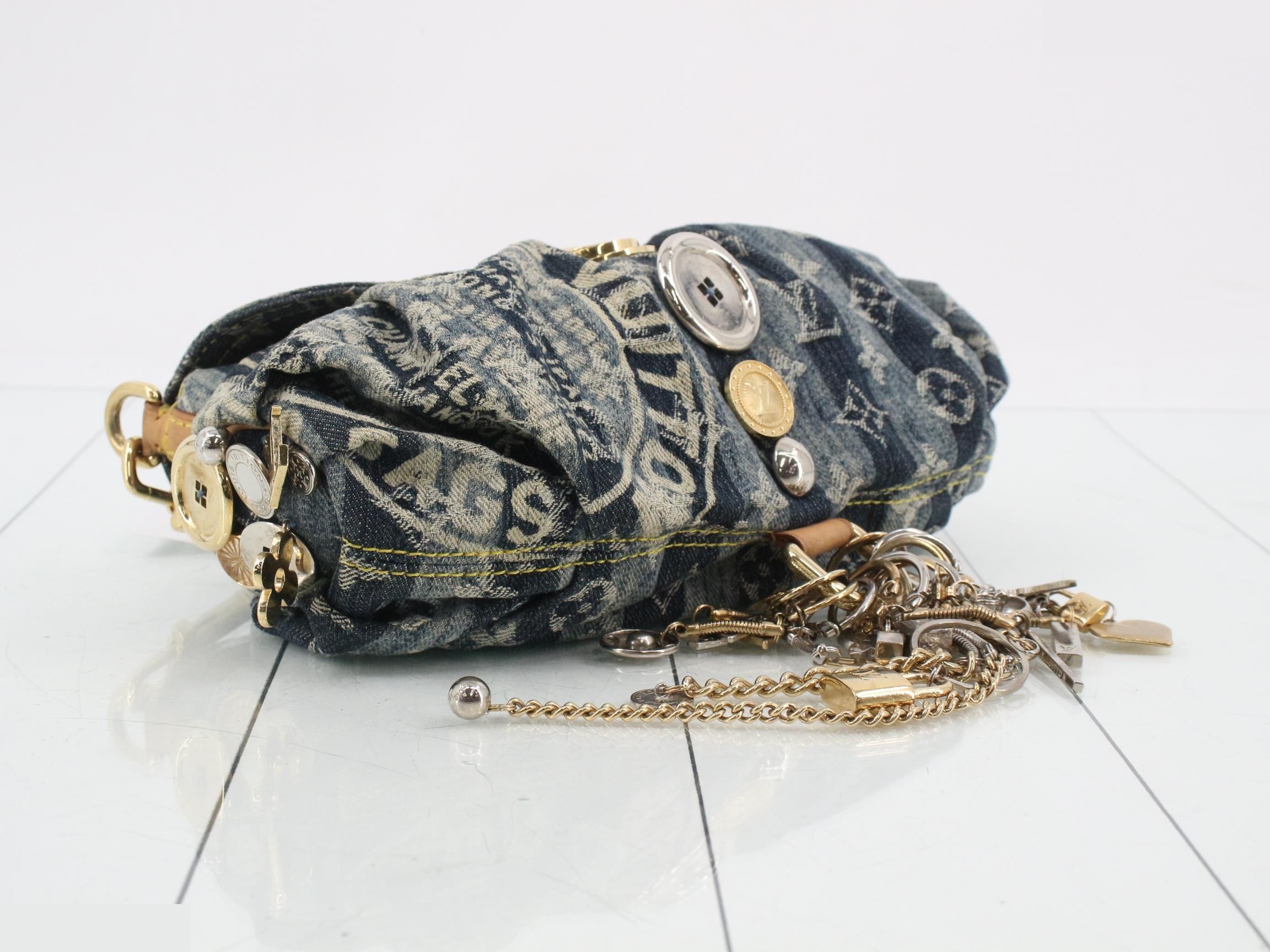 Monogram Denim Mini Pleated Raye Handbag — view 5