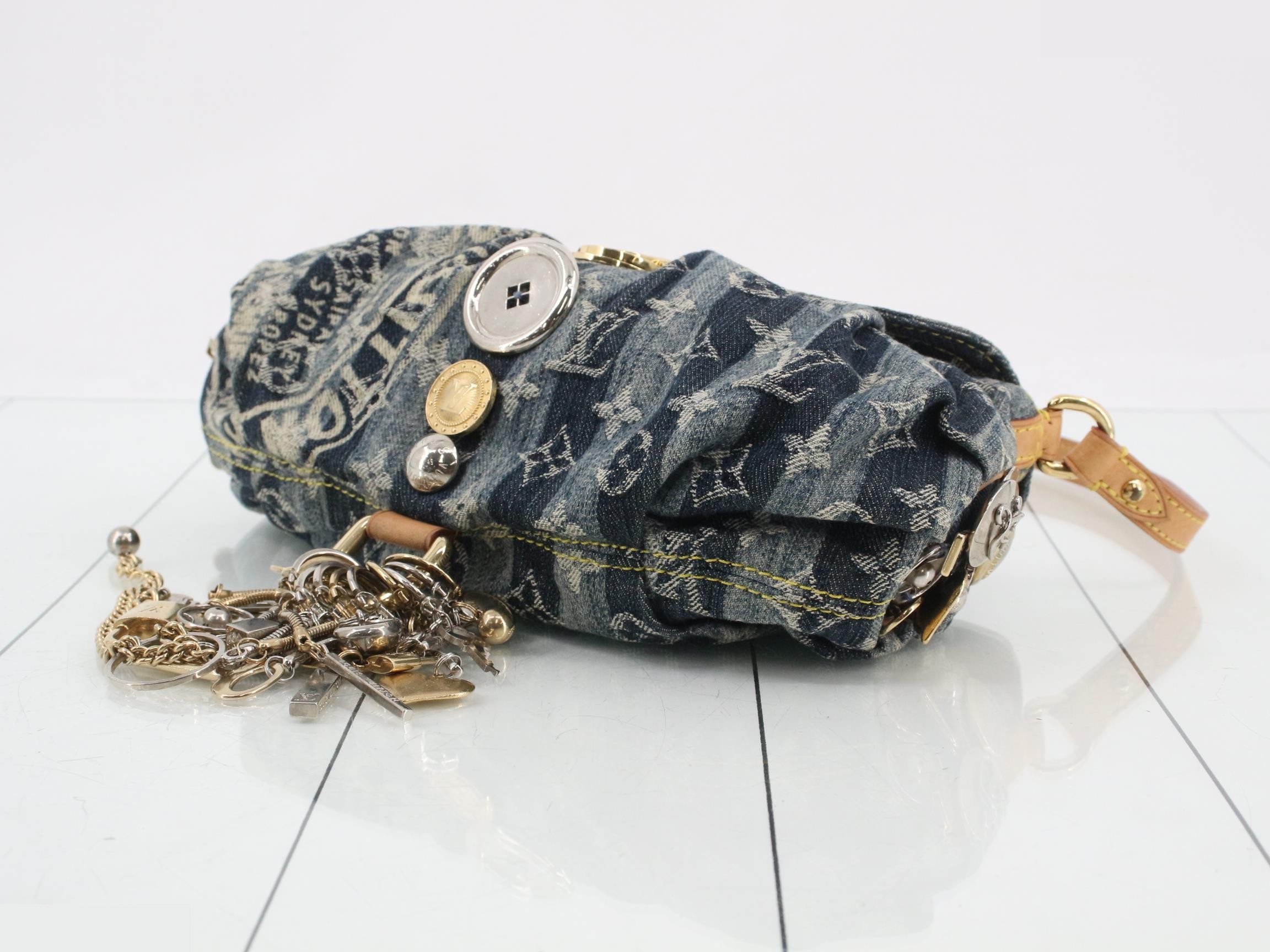Monogram Denim Mini Pleated Raye Handbag — view 6
