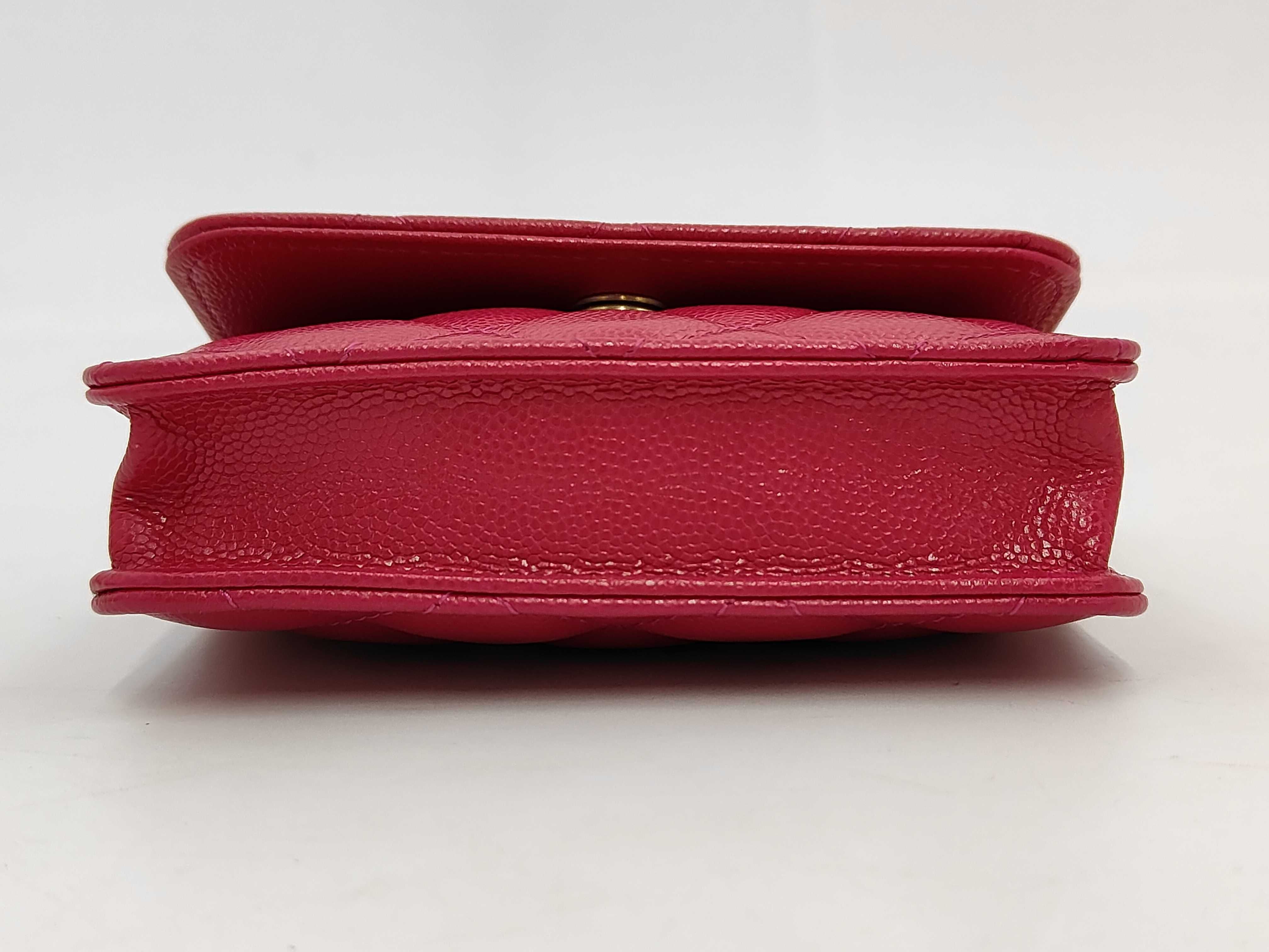 Matelassé Mini Chain Shoulder Bag, Caviar Leather, Pink, Gold Hardware. — view 3