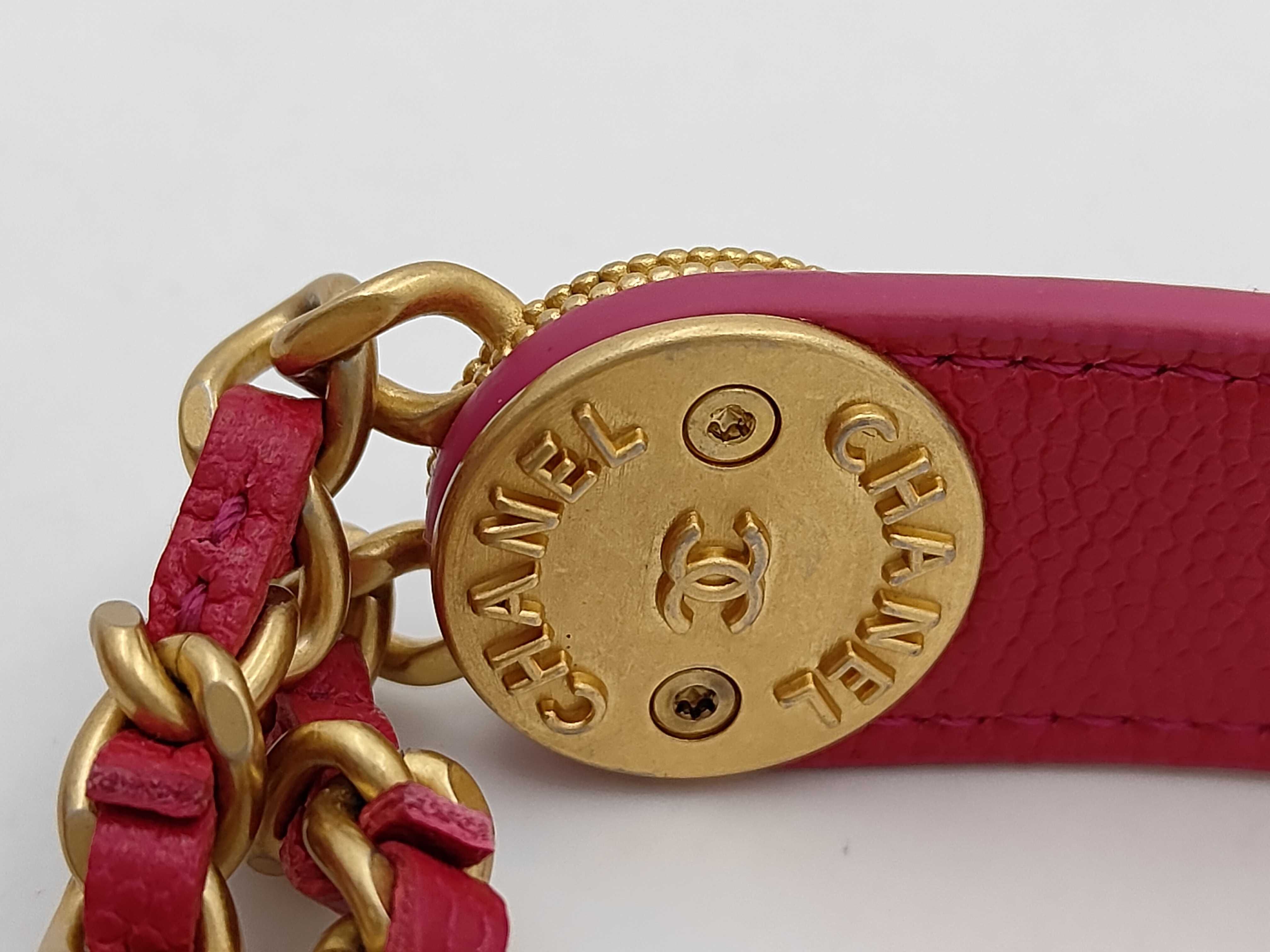 Matelassé Mini Chain Shoulder Bag, Caviar Leather, Pink, Gold Hardware. — view 7