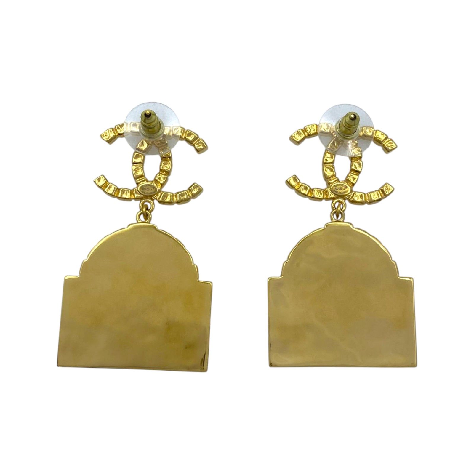 CC Logo Rue Cambon Drop Pierced Earrings B22A — view 2