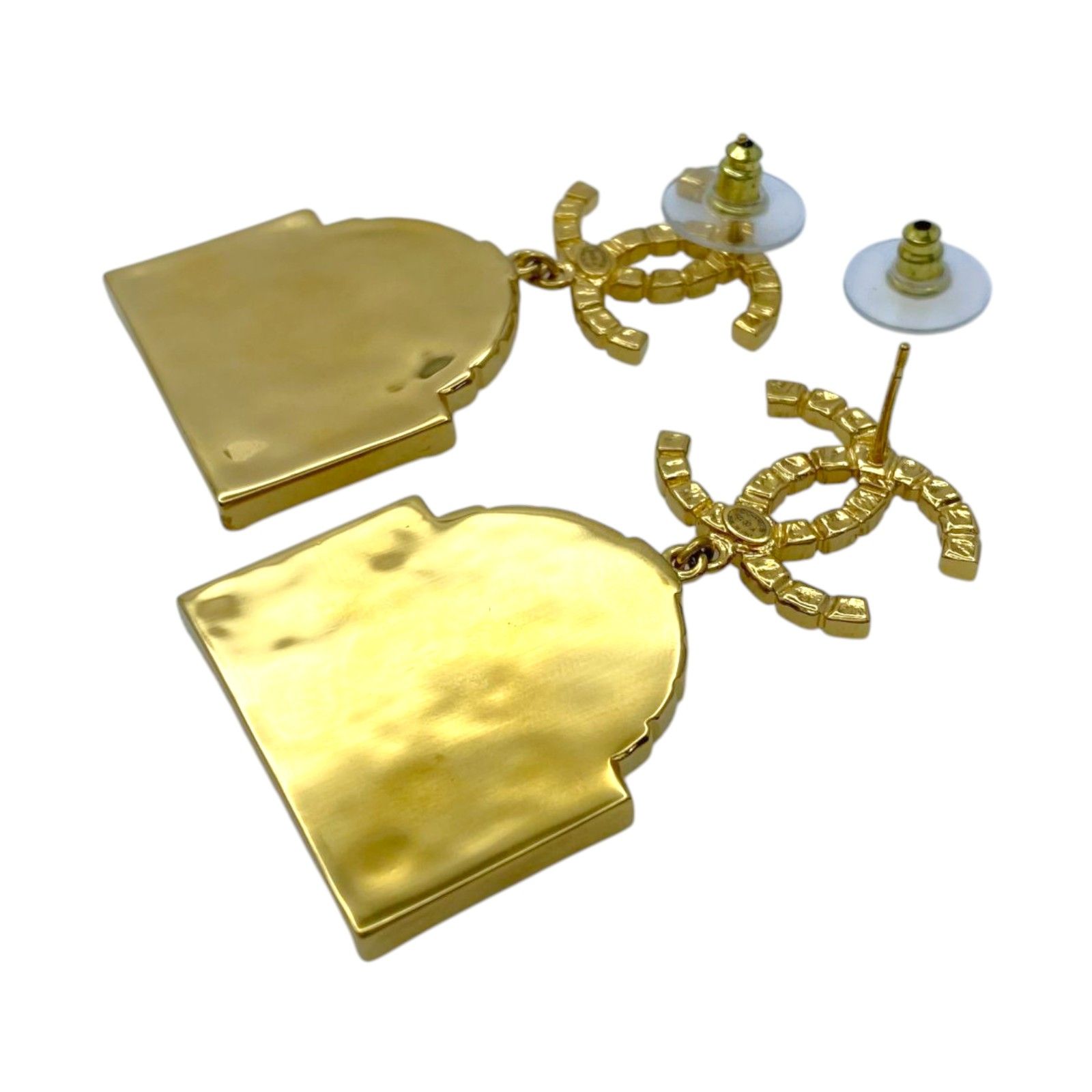 CC Logo Rue Cambon Drop Pierced Earrings B22A — view 3