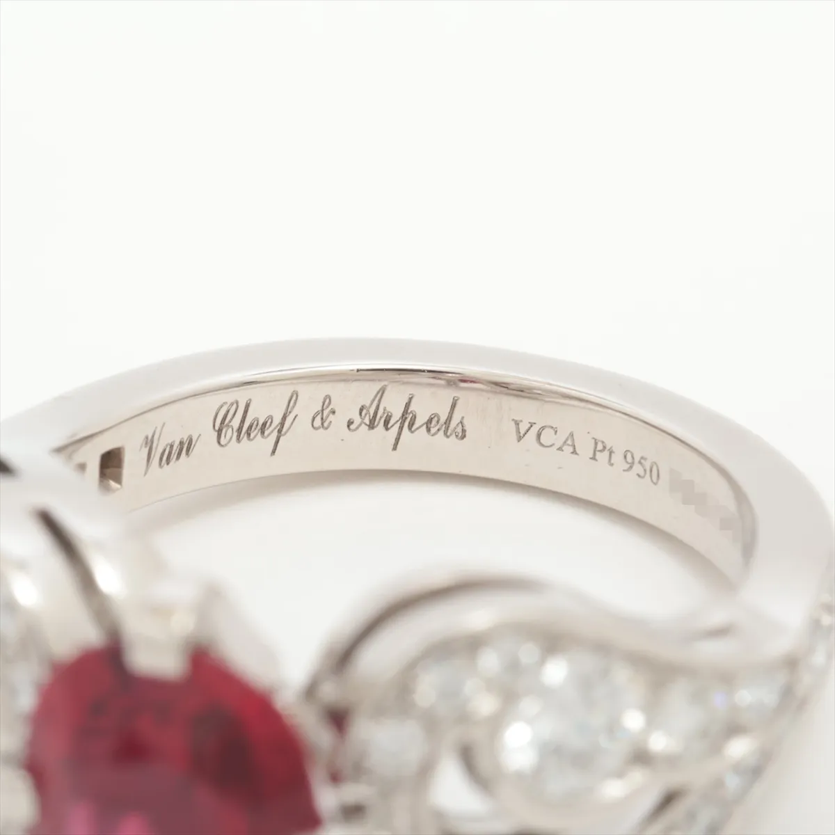 Ruby Diamond Ring Pt950 10.6g 51 JX021201 Ruby Small Chip — view 3