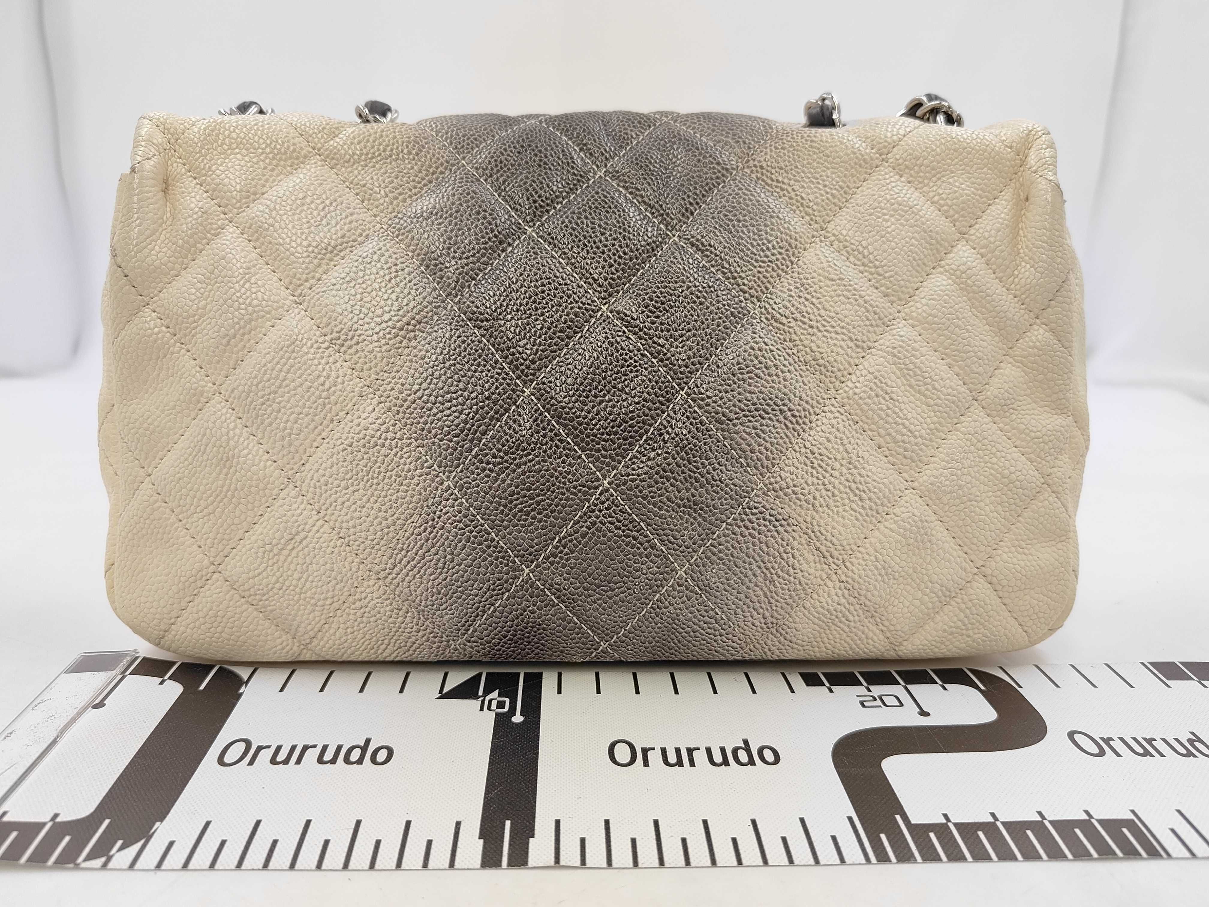 Caviar Skin Matelassé Bicolor S-Flap Double Chain Shoulder Bag with Silver Hardware, Ivory and Black, Seal 17753840 — view 2