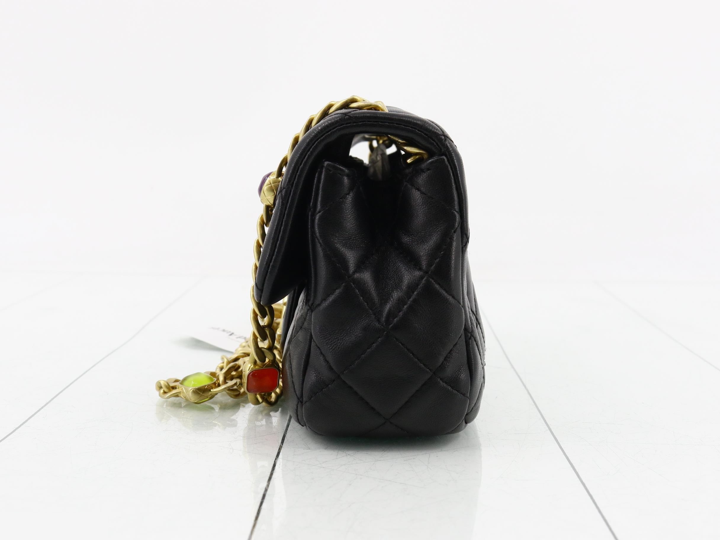 Matelassé Lambskin Colored Stone Shoulder Bag — view 3