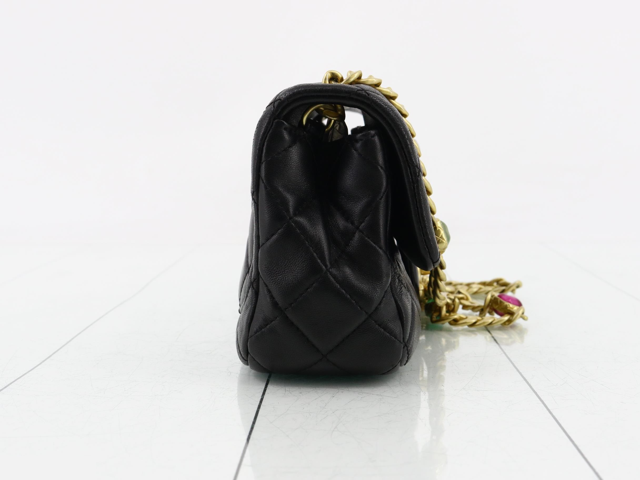 Matelassé Lambskin Colored Stone Shoulder Bag — view 4