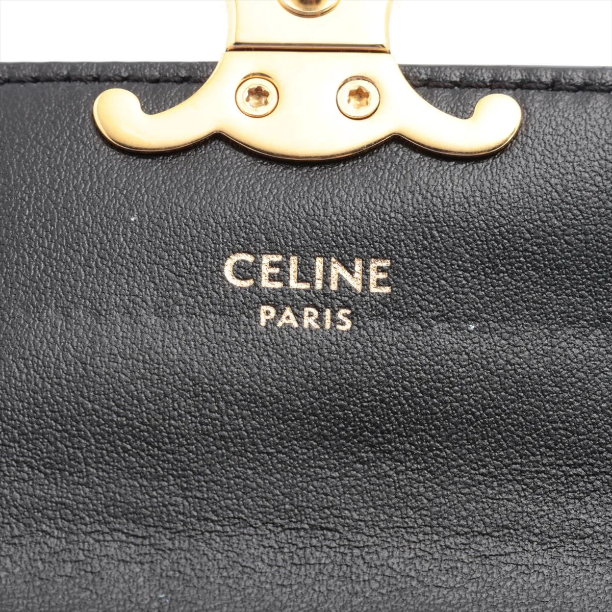 Triomphe Leather Card Case, Black — view 6