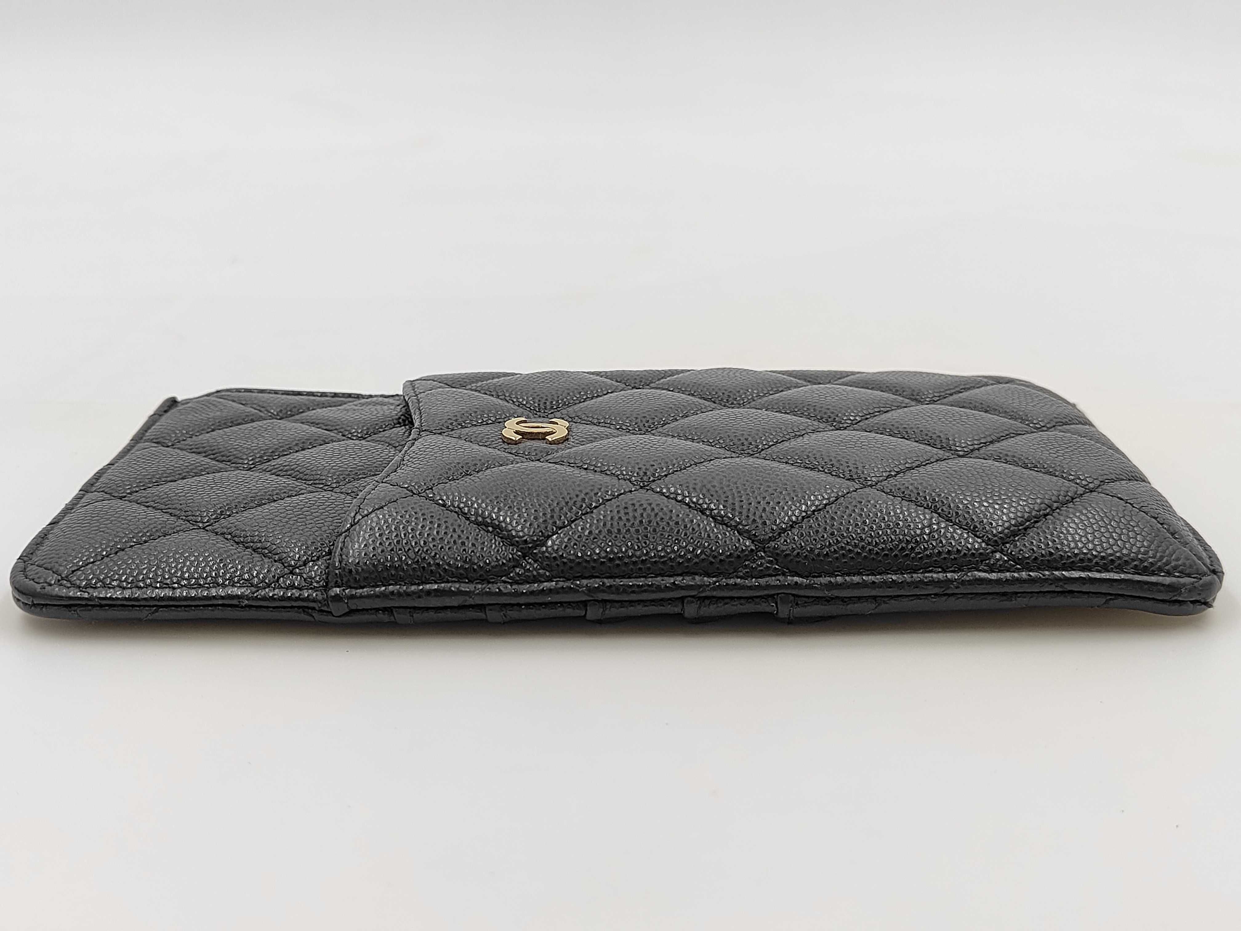 Matelassé Coin Case, Card Case, Fragment Case, Caviar Leather, Black Wallet — view 3
