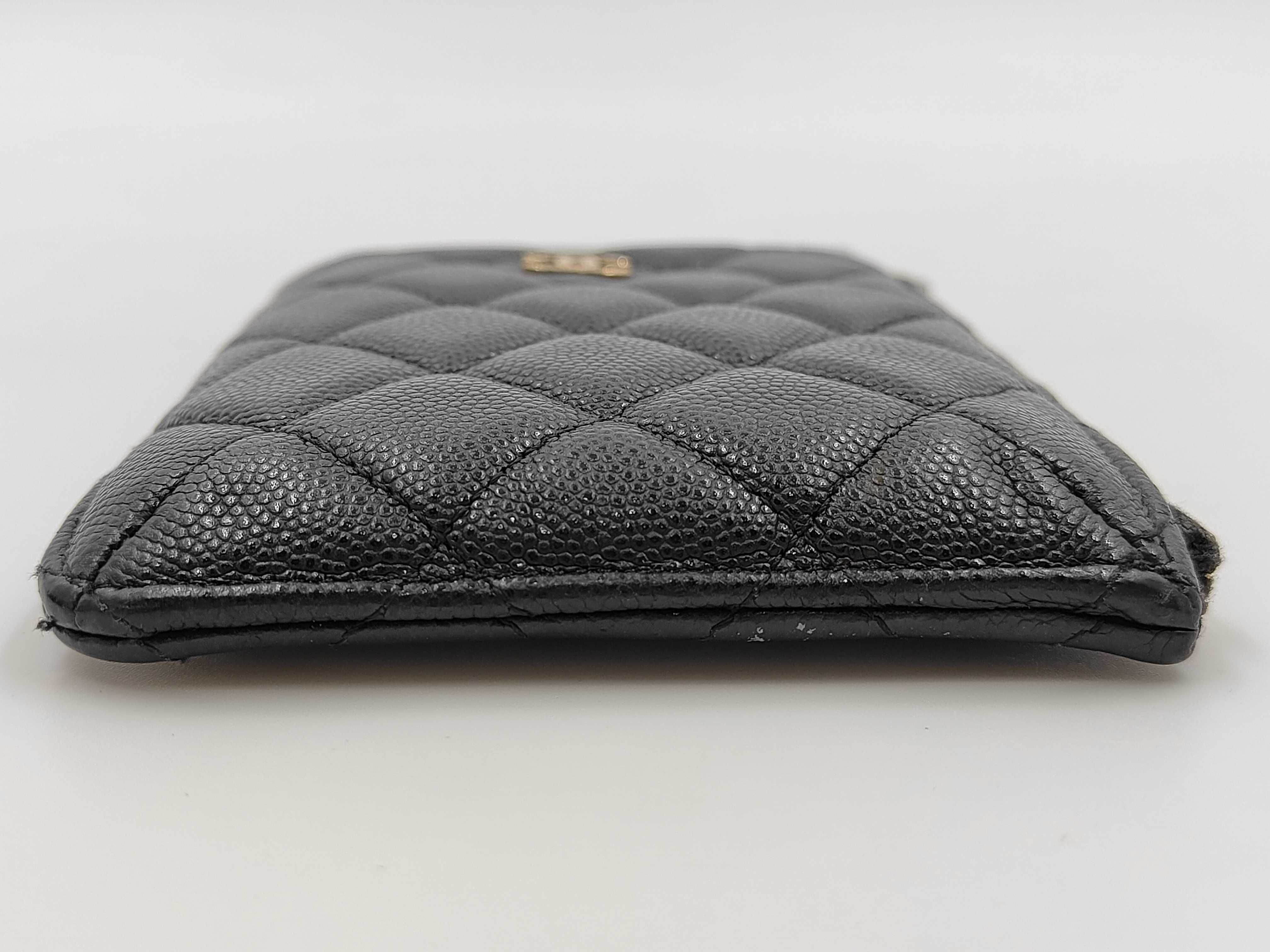 Matelassé Coin Case, Card Case, Fragment Case, Caviar Leather, Black Wallet — view 4