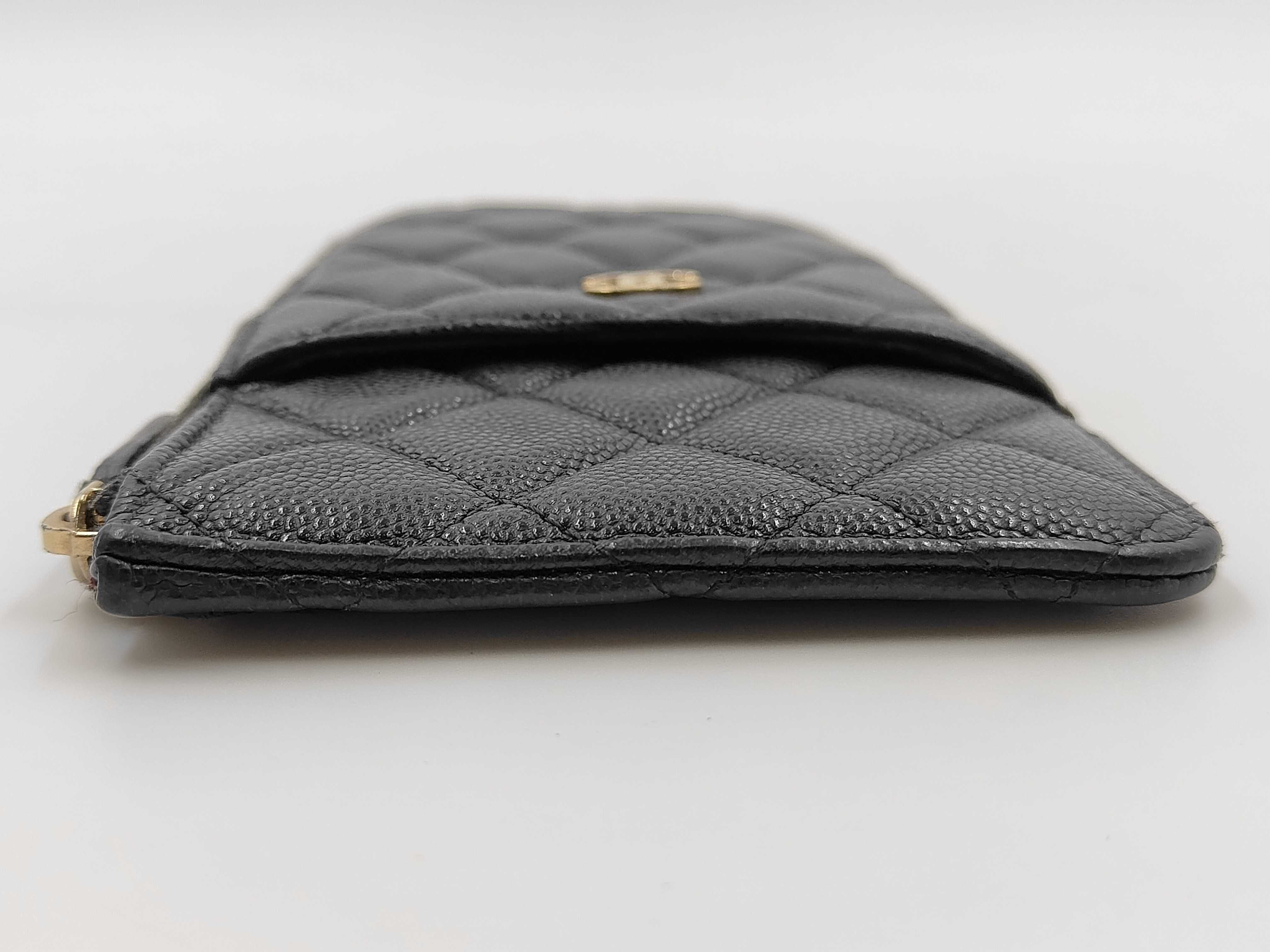 Matelassé Coin Case, Card Case, Fragment Case, Caviar Leather, Black Wallet — view 5