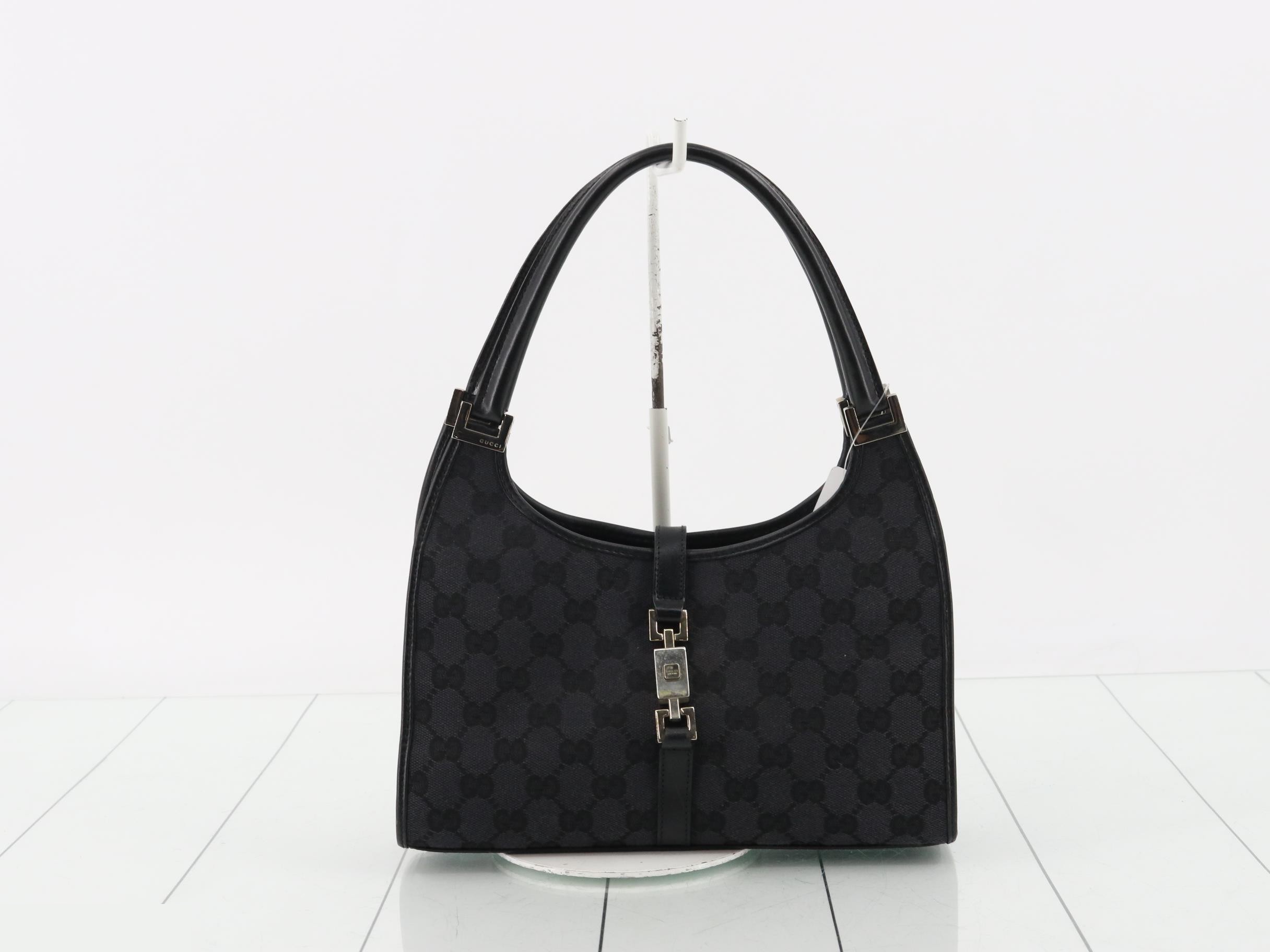GG Canvas Jackie Shoulder Bag, Black, Silver Hardware