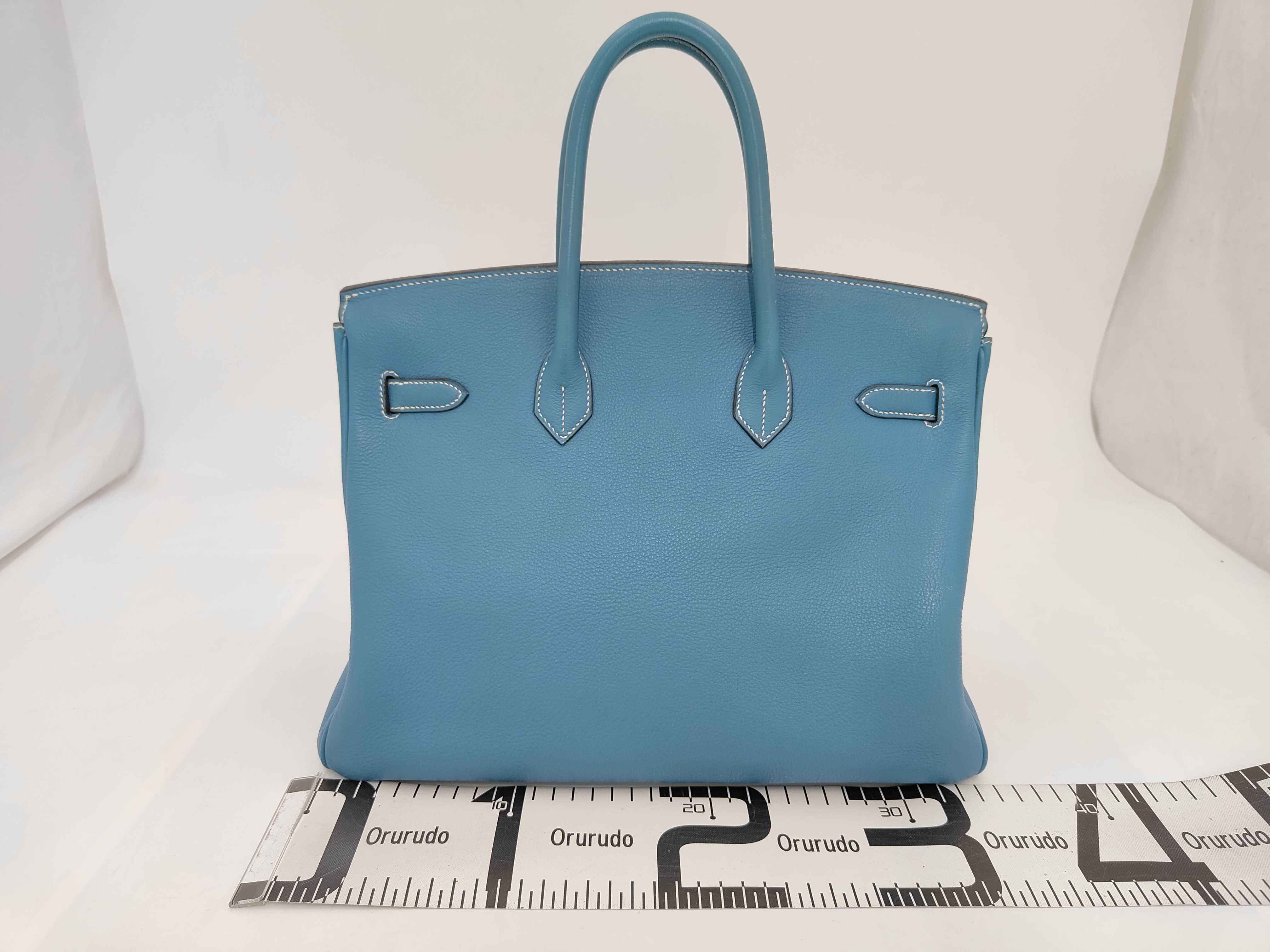 Birkin 35, Taurillon Clemence leather, blue, silver hardware, C stamp, handbag — view 2