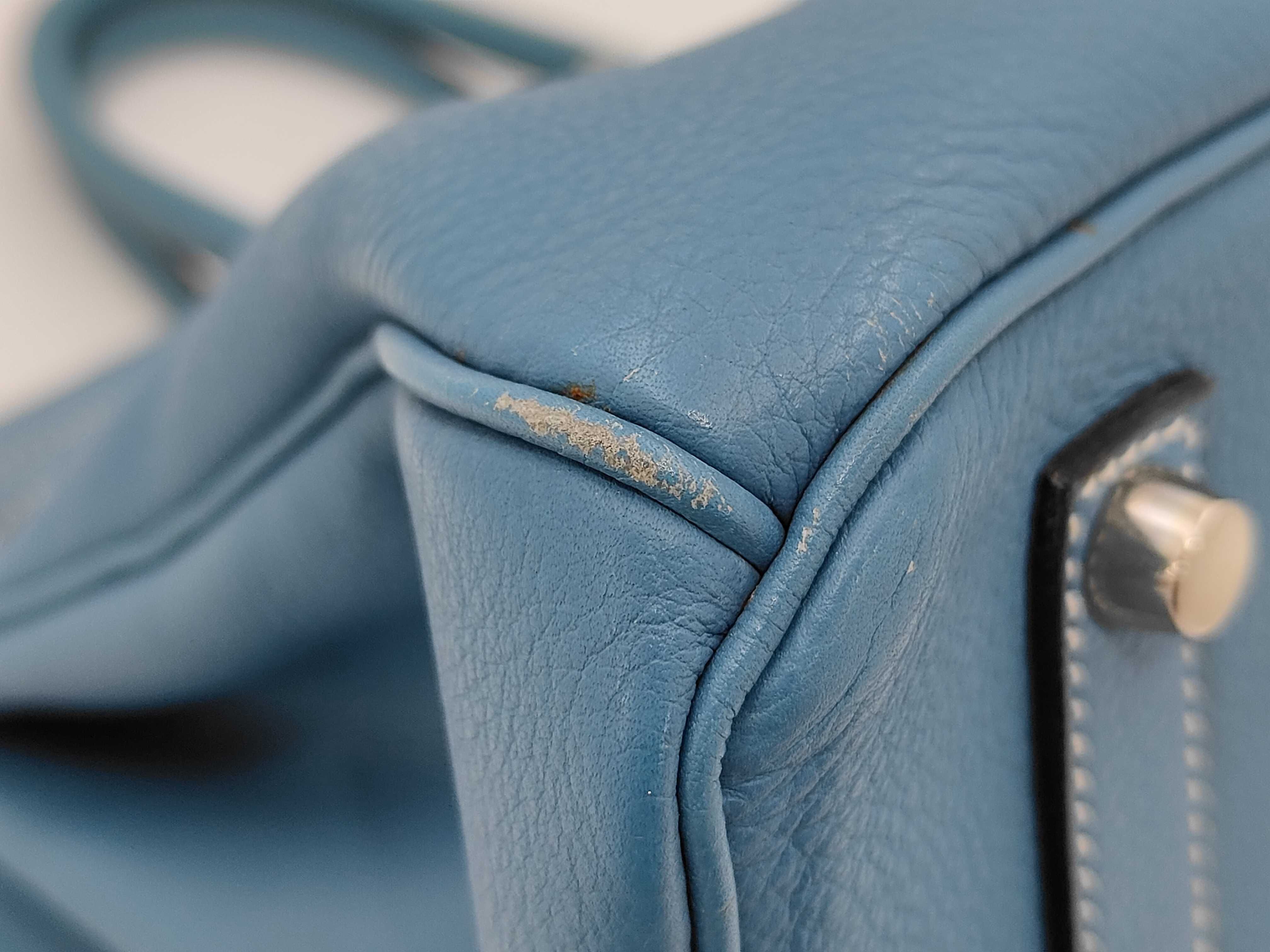 Birkin 35, Taurillon Clemence leather, blue, silver hardware, C stamp, handbag — view 6