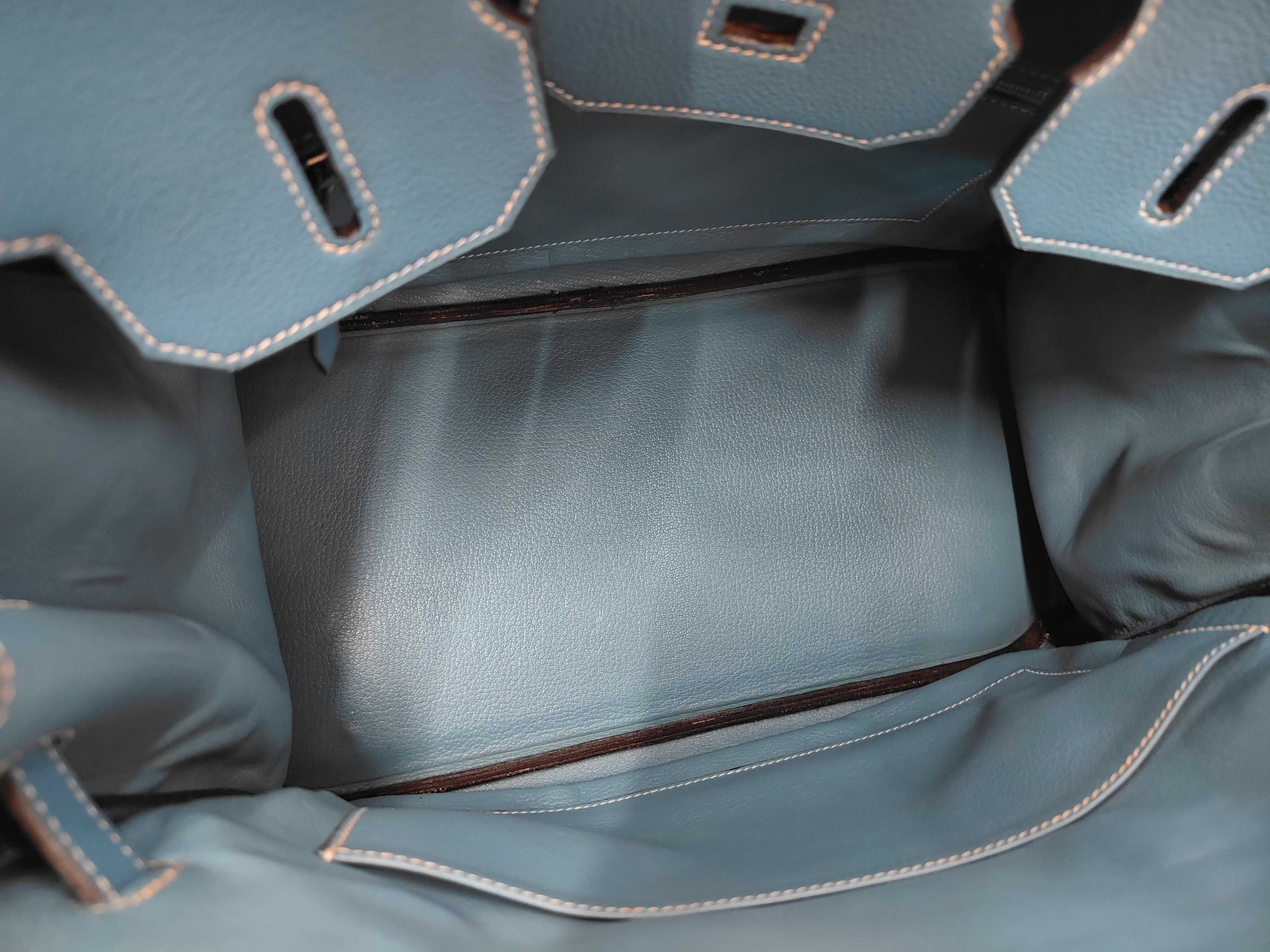 Birkin 35, Taurillon Clemence leather, blue, silver hardware, C stamp, handbag — view 8