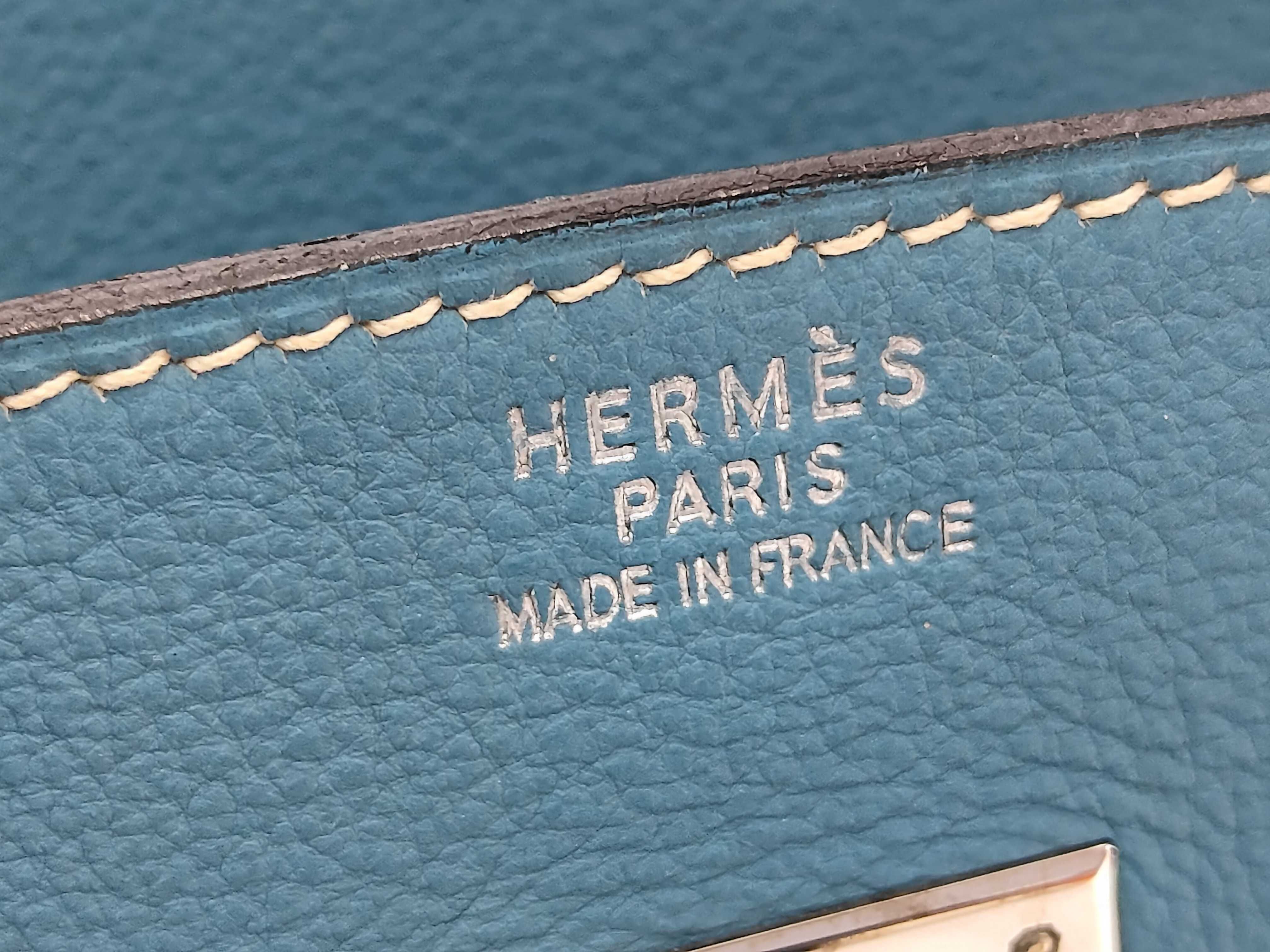 Birkin 35, Taurillon Clemence leather, blue, silver hardware, C stamp, handbag — view 9