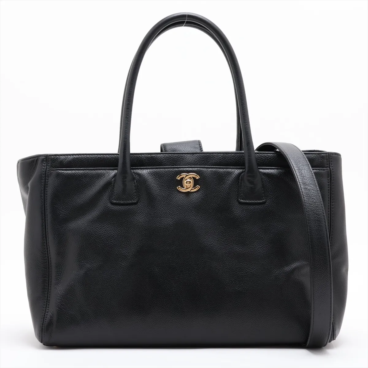 Executive Leather 2-Way Handbag, Black with Gold Hardware, Item Number 18023968 (Serial Number 18)