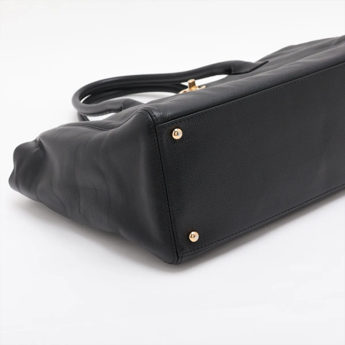 Executive Leather 2-Way Handbag, Black with Gold Hardware, Item Number 18023968 (Serial Number 18) — view 4