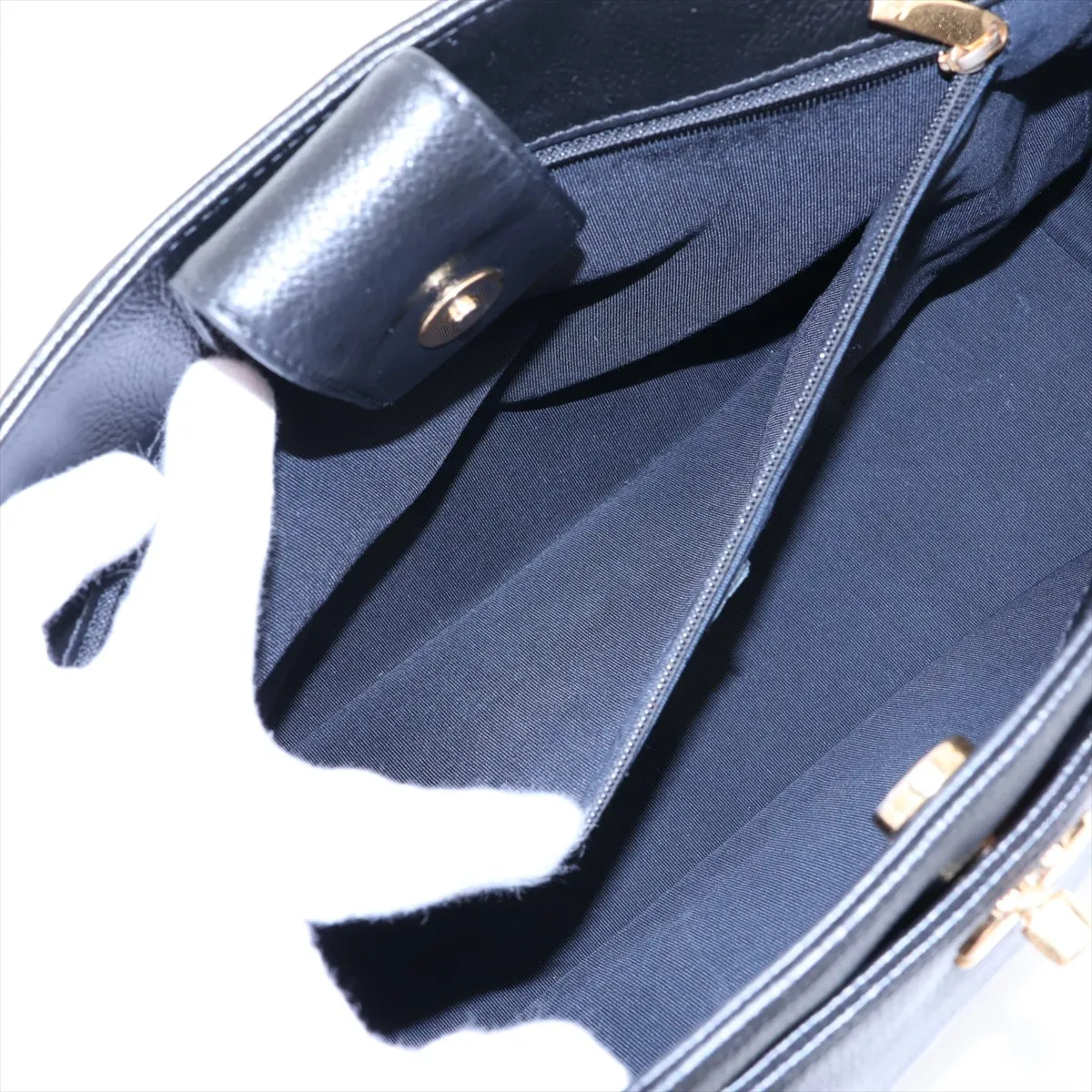 Executive Leather 2-Way Handbag, Black with Gold Hardware, Item Number 18023968 (Serial Number 18) — view 9