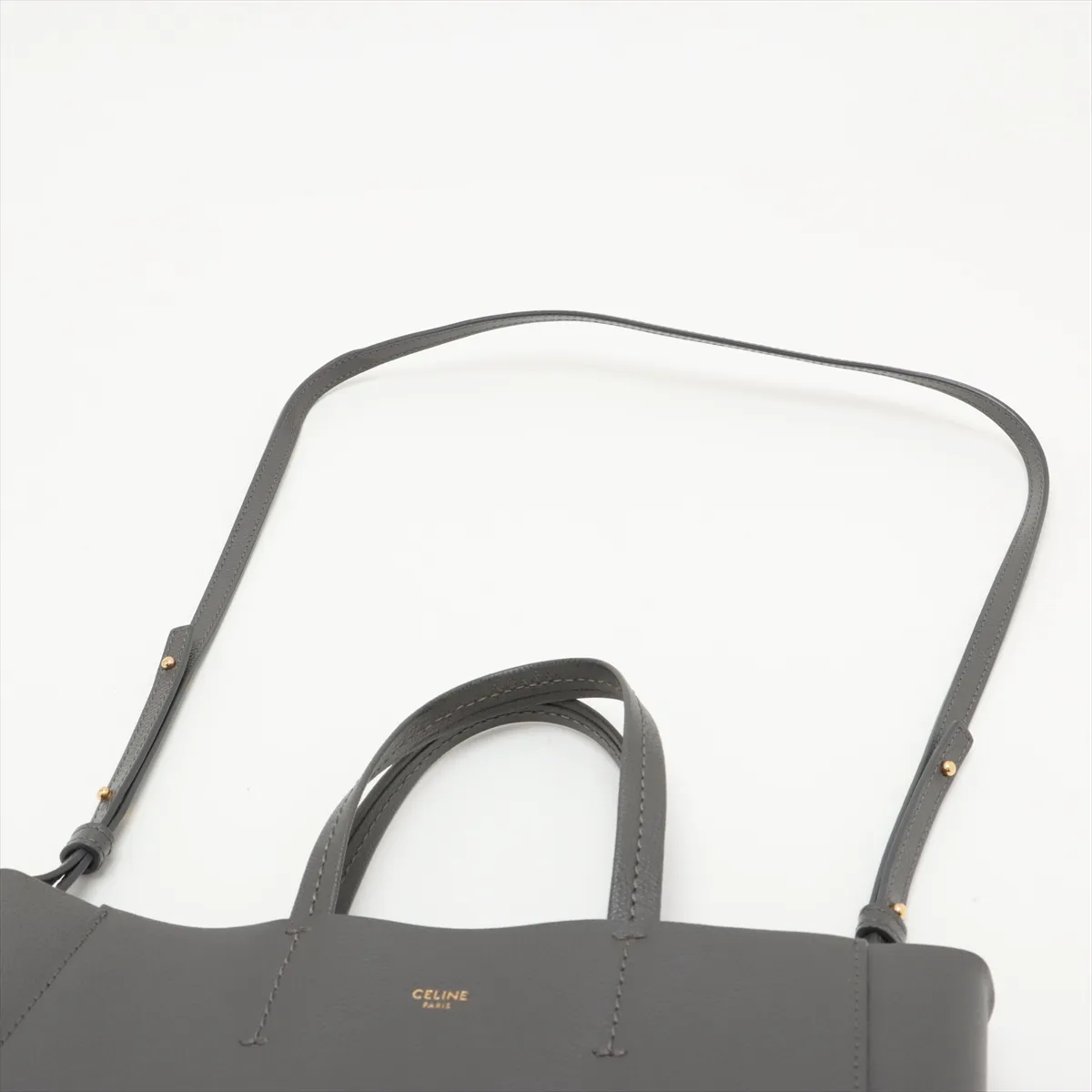 Vertical Cabas Small Leather 2WAY Tote Bag Gray — view 7