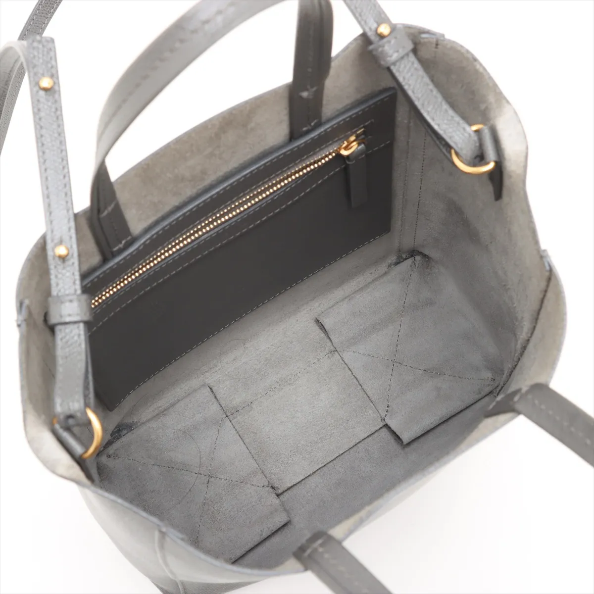 Vertical Cabas Small Leather 2WAY Tote Bag Gray — view 8