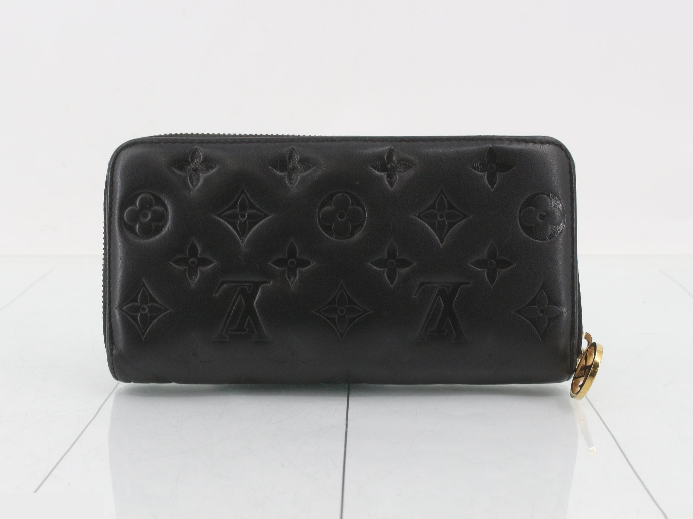 Zippy Wallet Cushion - Black Monogram Embossed — view 2