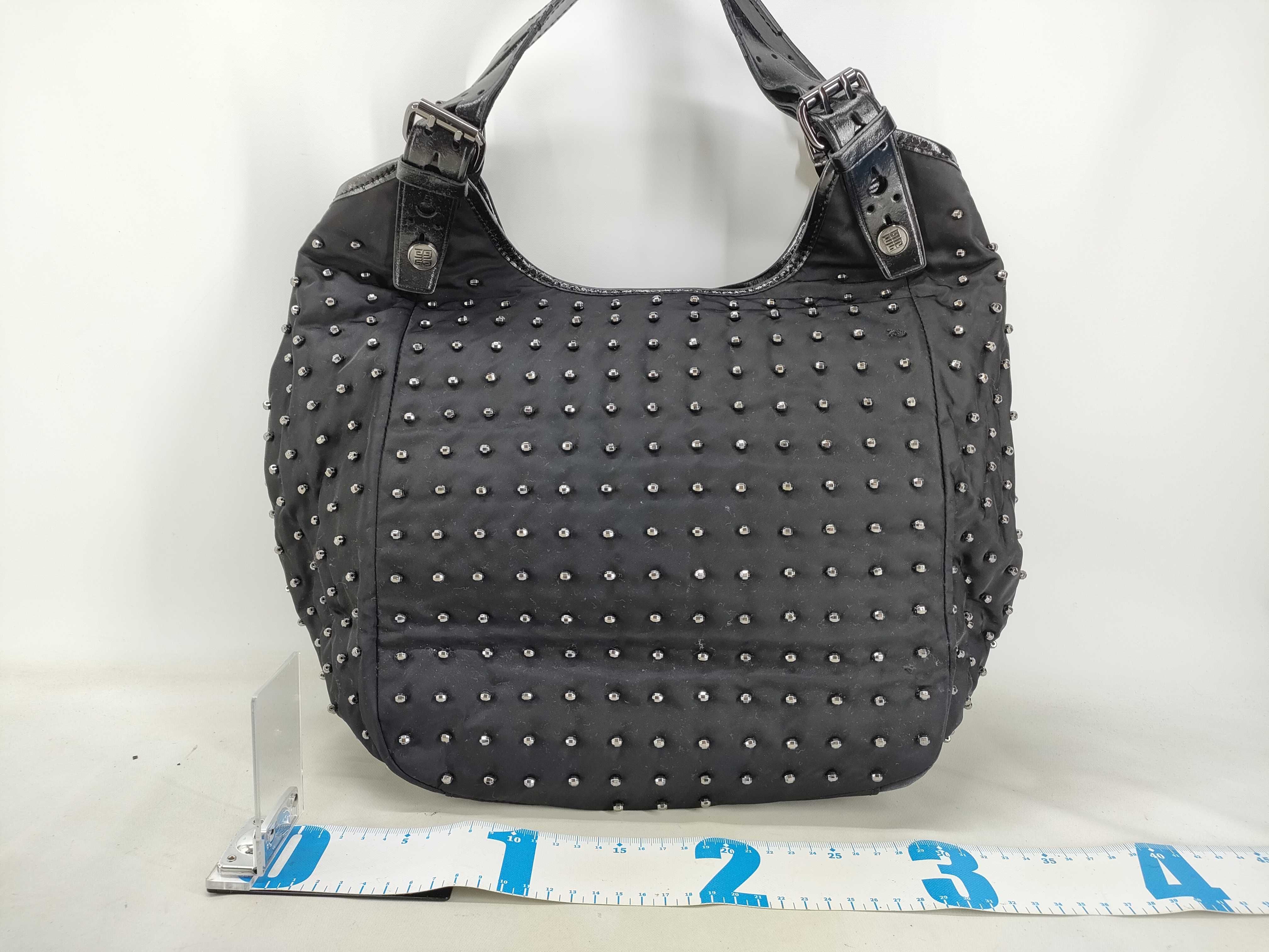 Studded Bag, Black Nylon Handbag — view 2