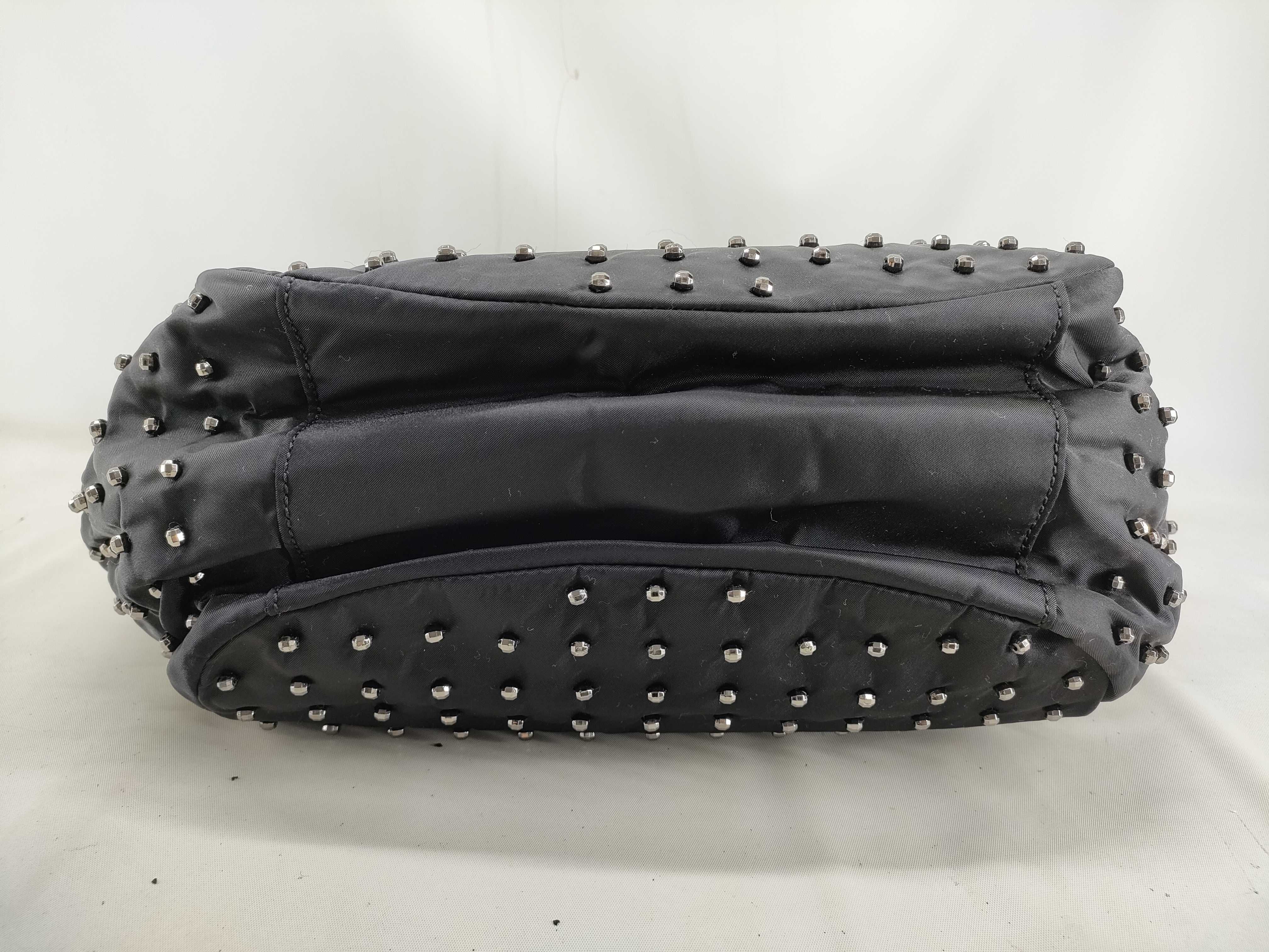 Studded Bag, Black Nylon Handbag — view 4