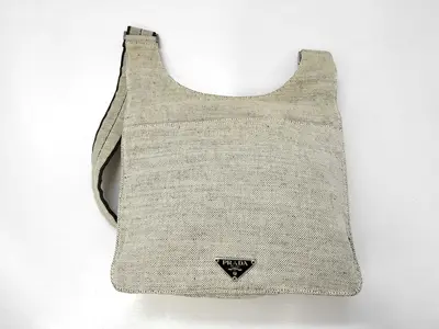 Canvas Shoulder Bag Triangle Logo Shoulder Bag